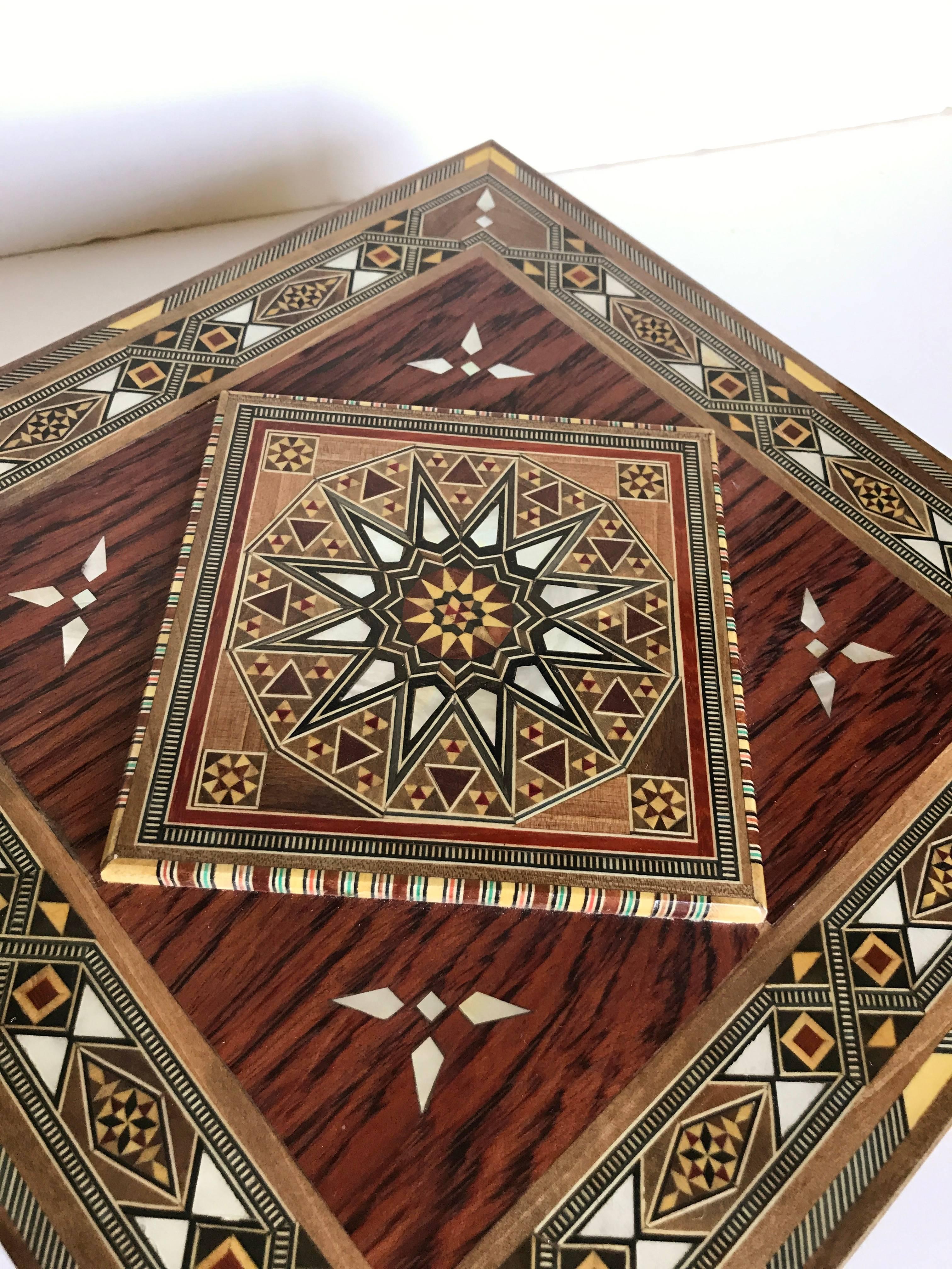 wooden box with mother of pearl inlay