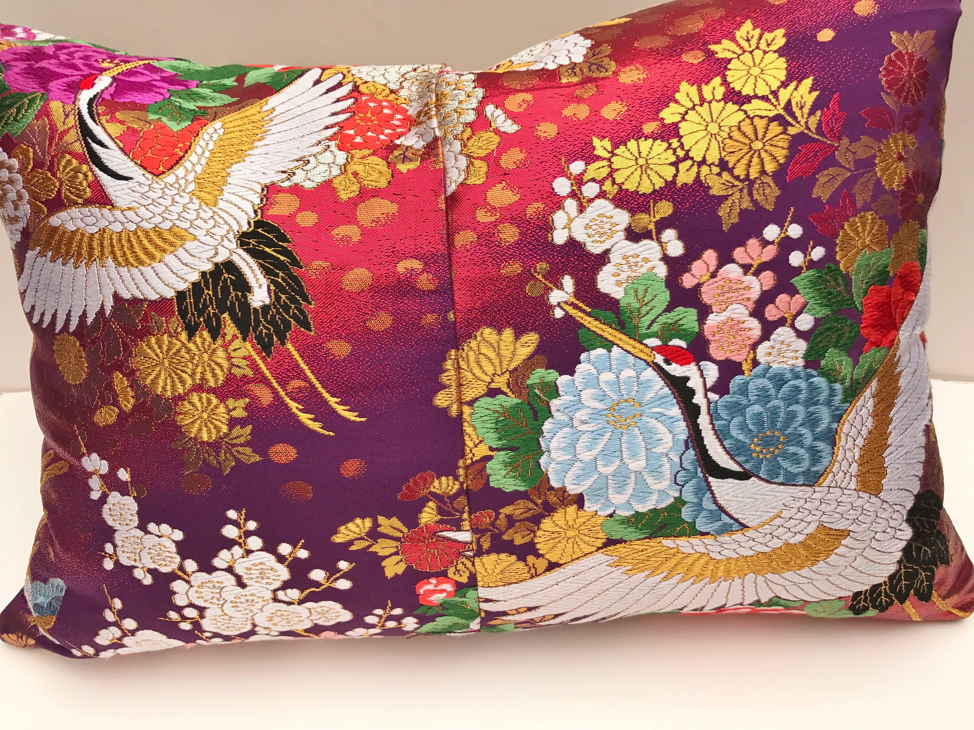 20th Century Custom Pillow cut from a Vintage Silk Japanese Uchikake Wedding Kimono