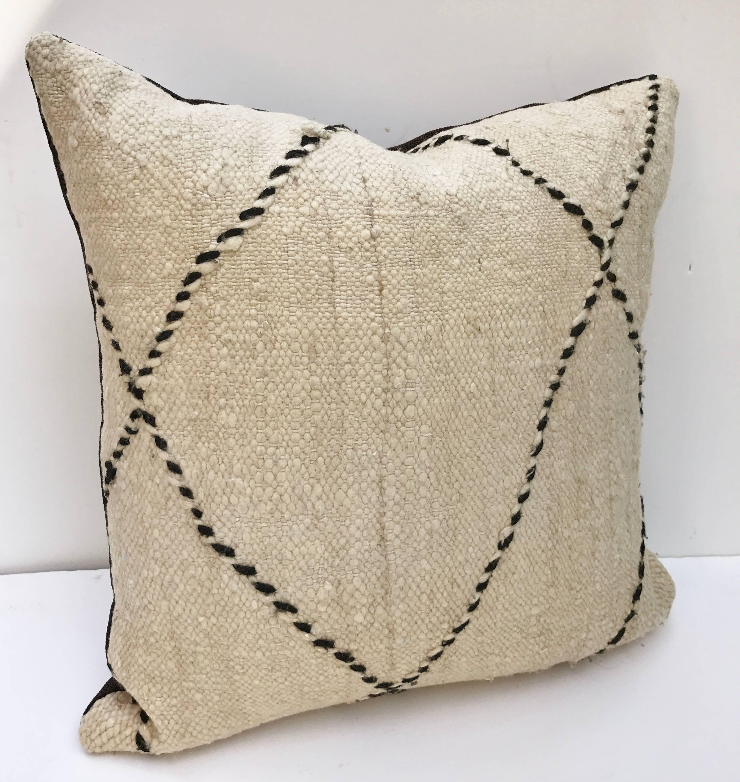 20th Century Custom Beni Ouarain Moroccan Pillow Cut from a Hand-Loomed Berber Rug