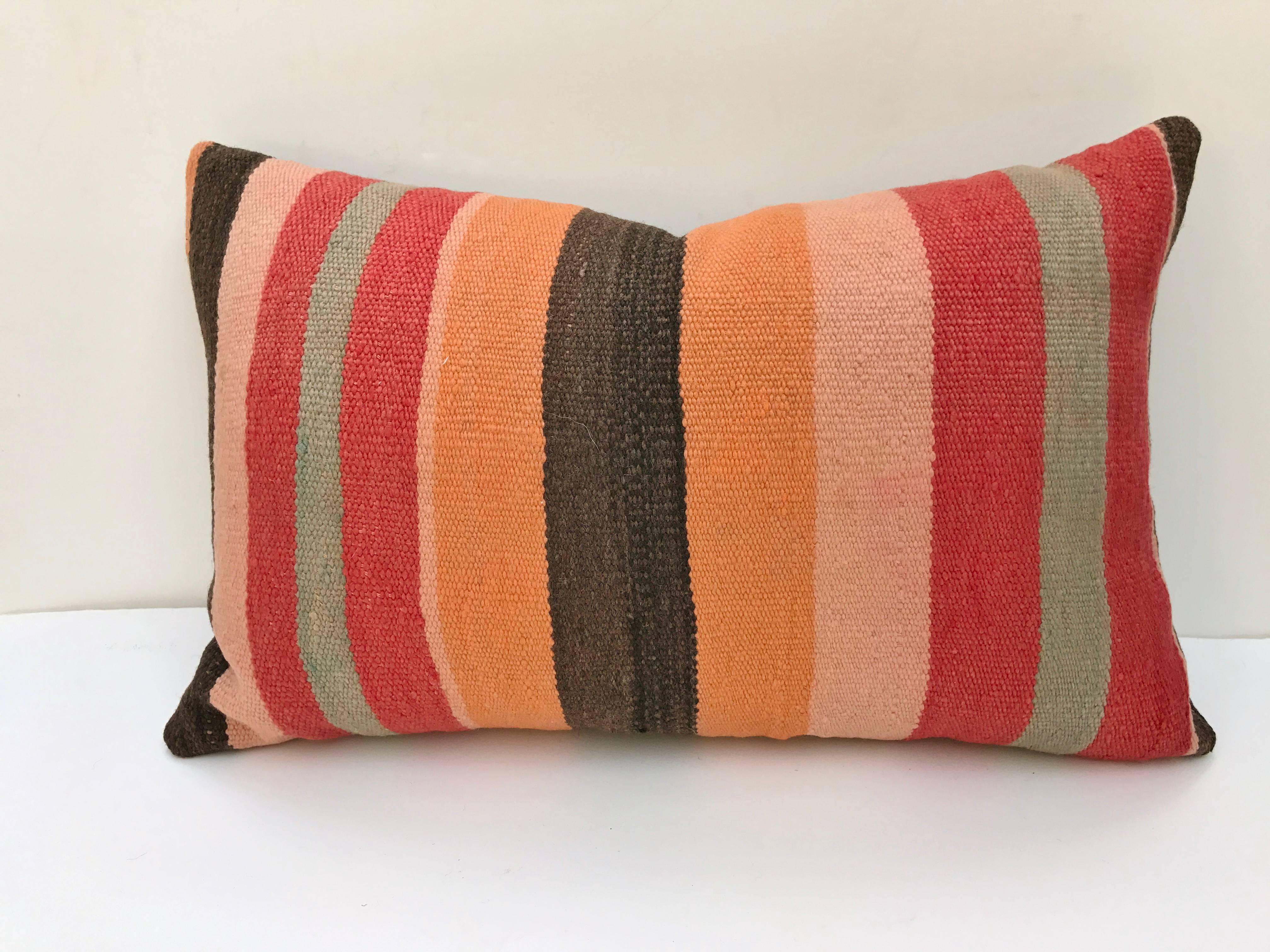 20th Century Custom Moroccan Pillow Cut from a Hand-Loomed Wool Berber Rug For Sale
