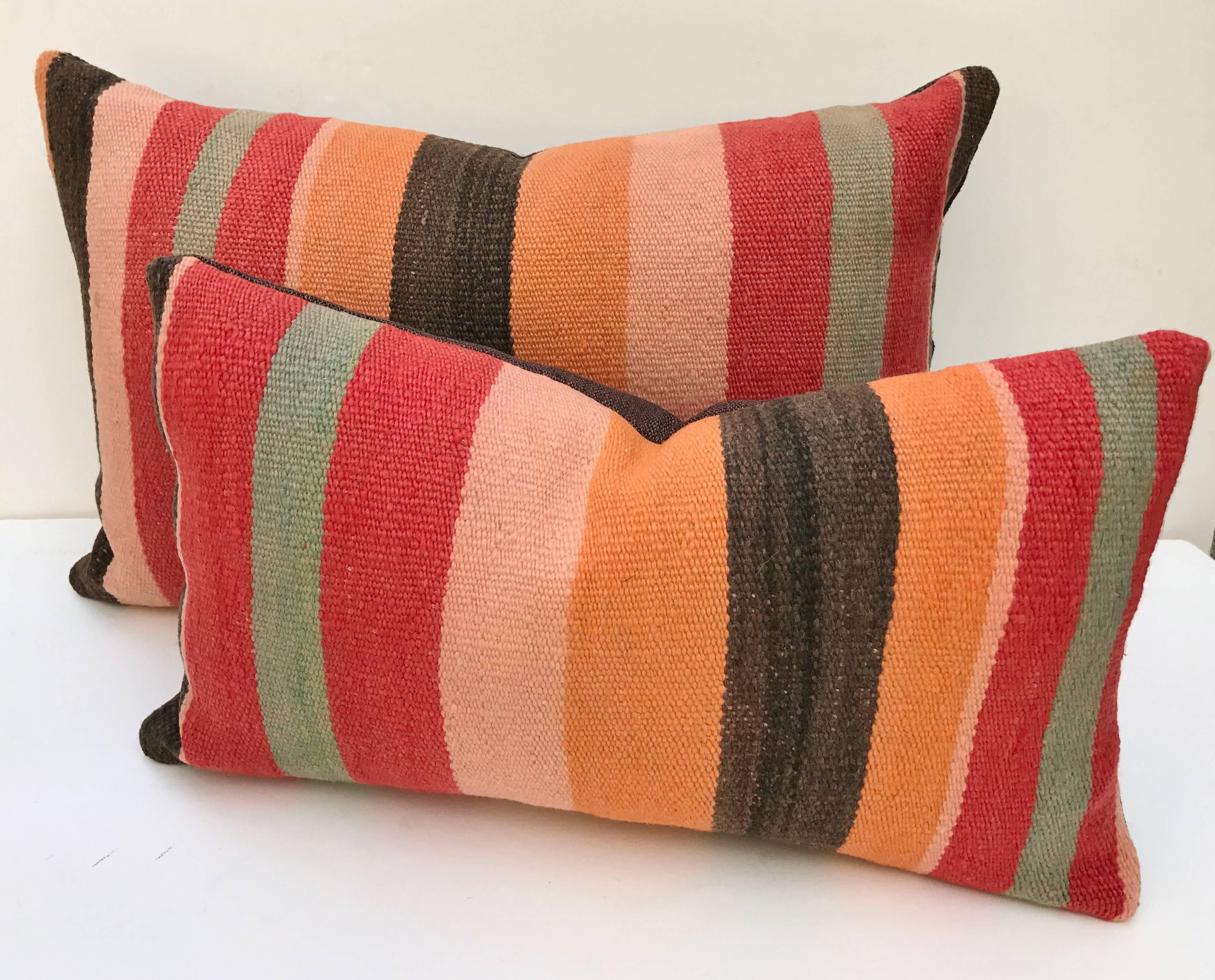 Custom Moroccan Pillow Cut from a Hand-Loomed Wool Berber Rug For Sale 2