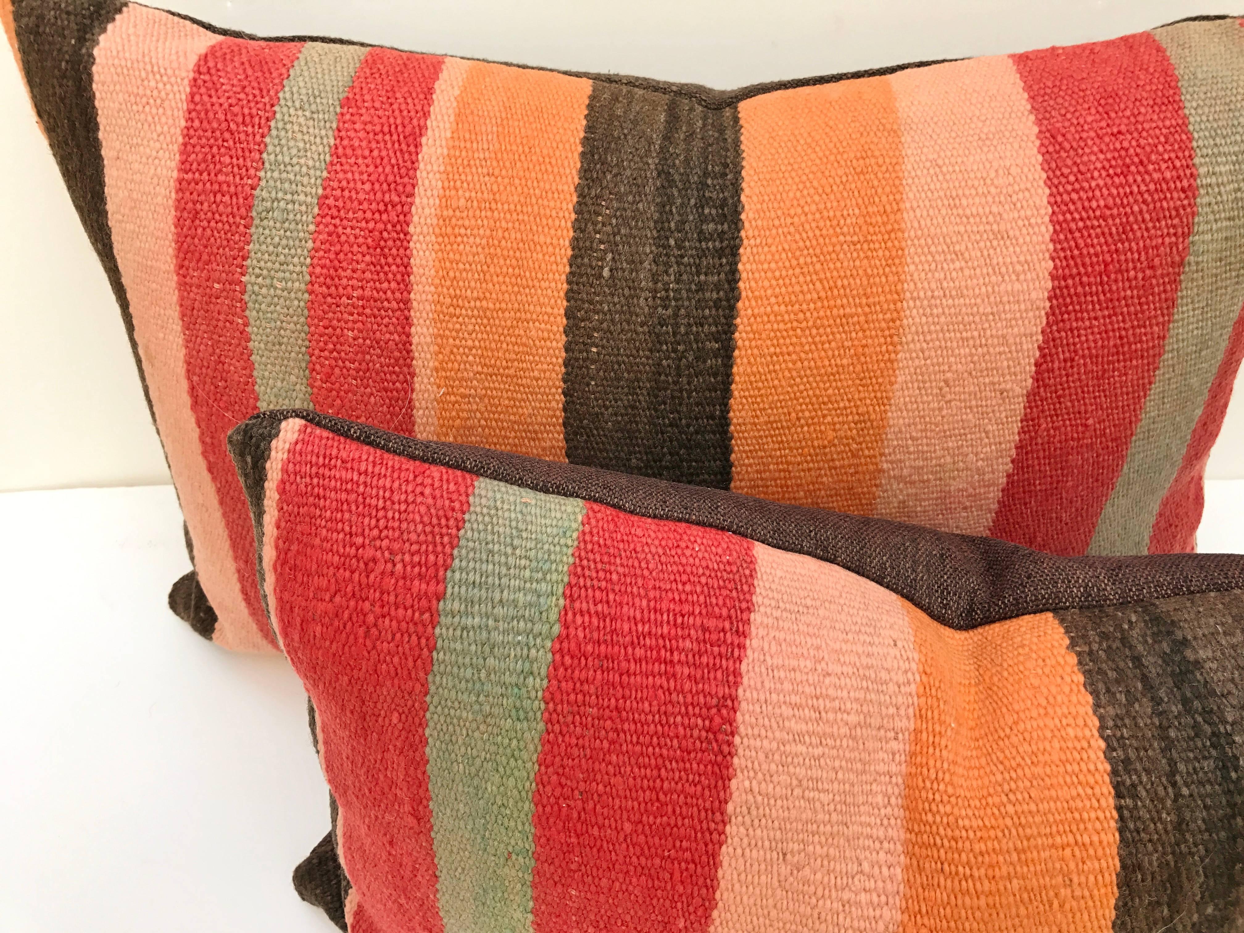 Custom Moroccan Pillow Cut from a Hand-Loomed Wool Berber Rug For Sale 3