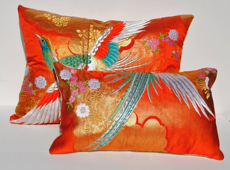 Custom Pillow Cut from a Vintage Silk Japanese Uchikake Wedding Kimono