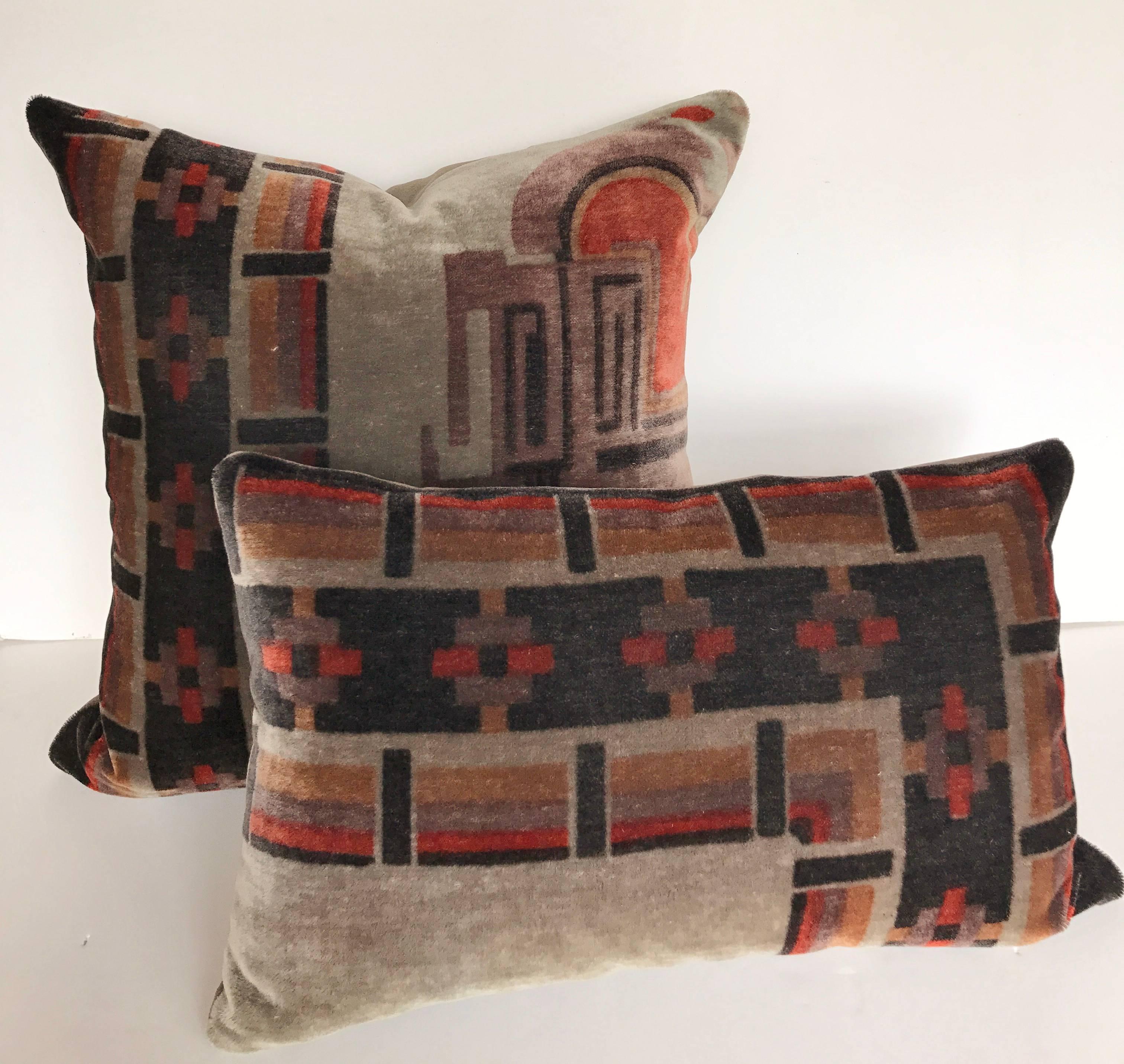 20th Century Custom Pillow Cut from an Amsterdam School Textile, Netherlands, 1915-1927