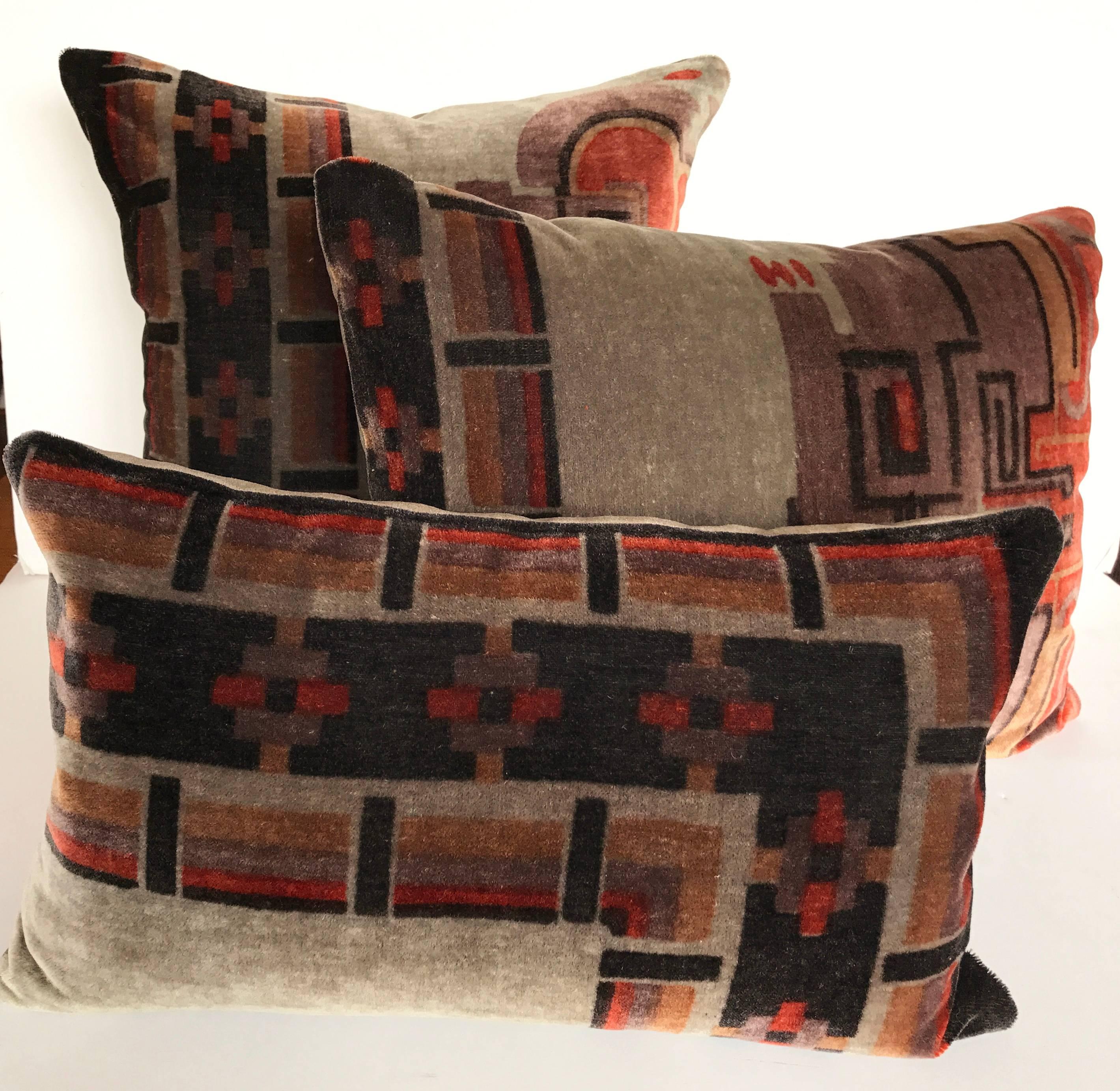 Mohair Custom Pillow Cut from an Amsterdam School Textile, Netherlands, 1915-1927