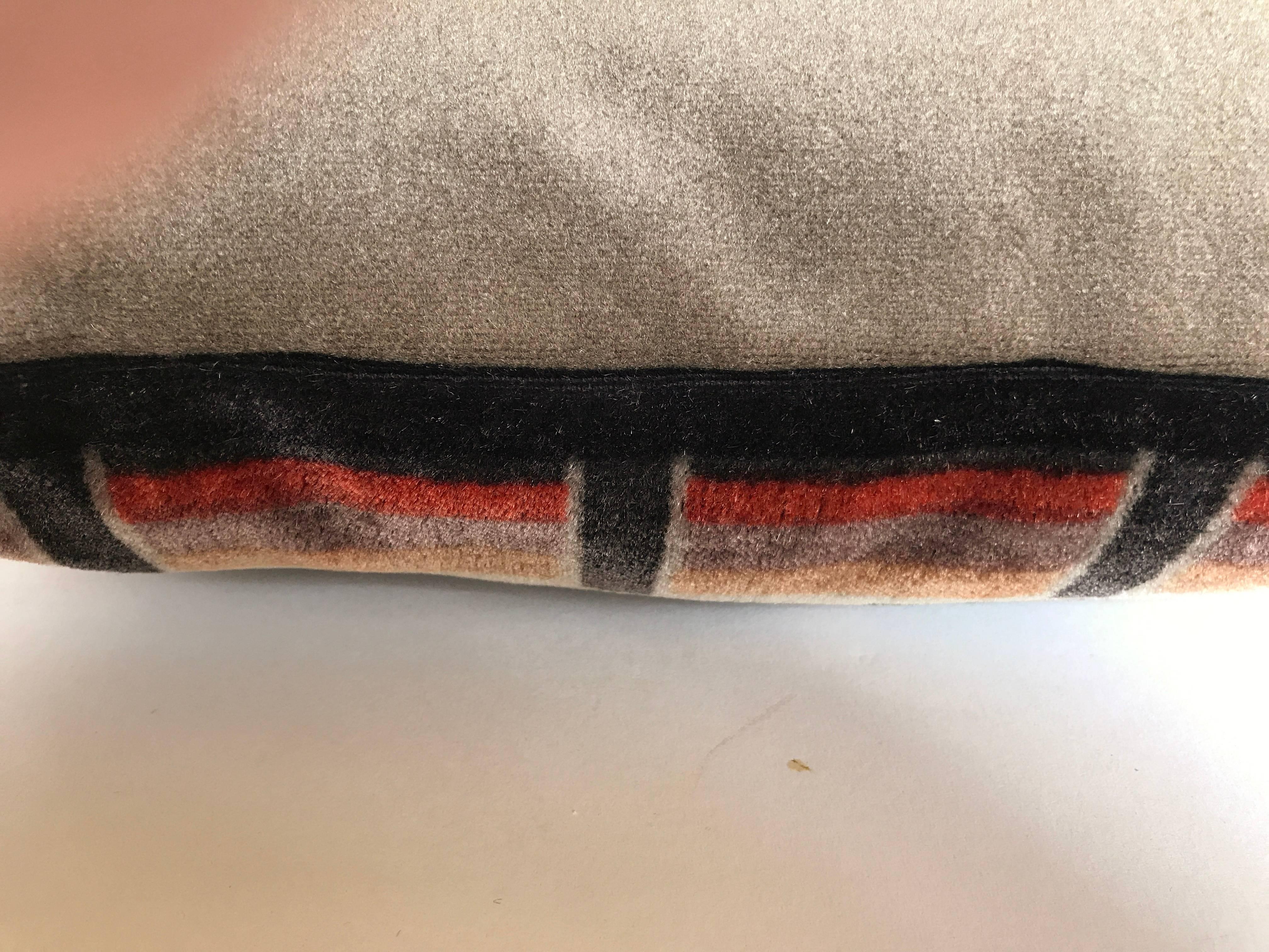 Dutch Custom Pillow Cut from a Hand Blocked Amsterdam School Textile, Netherlands