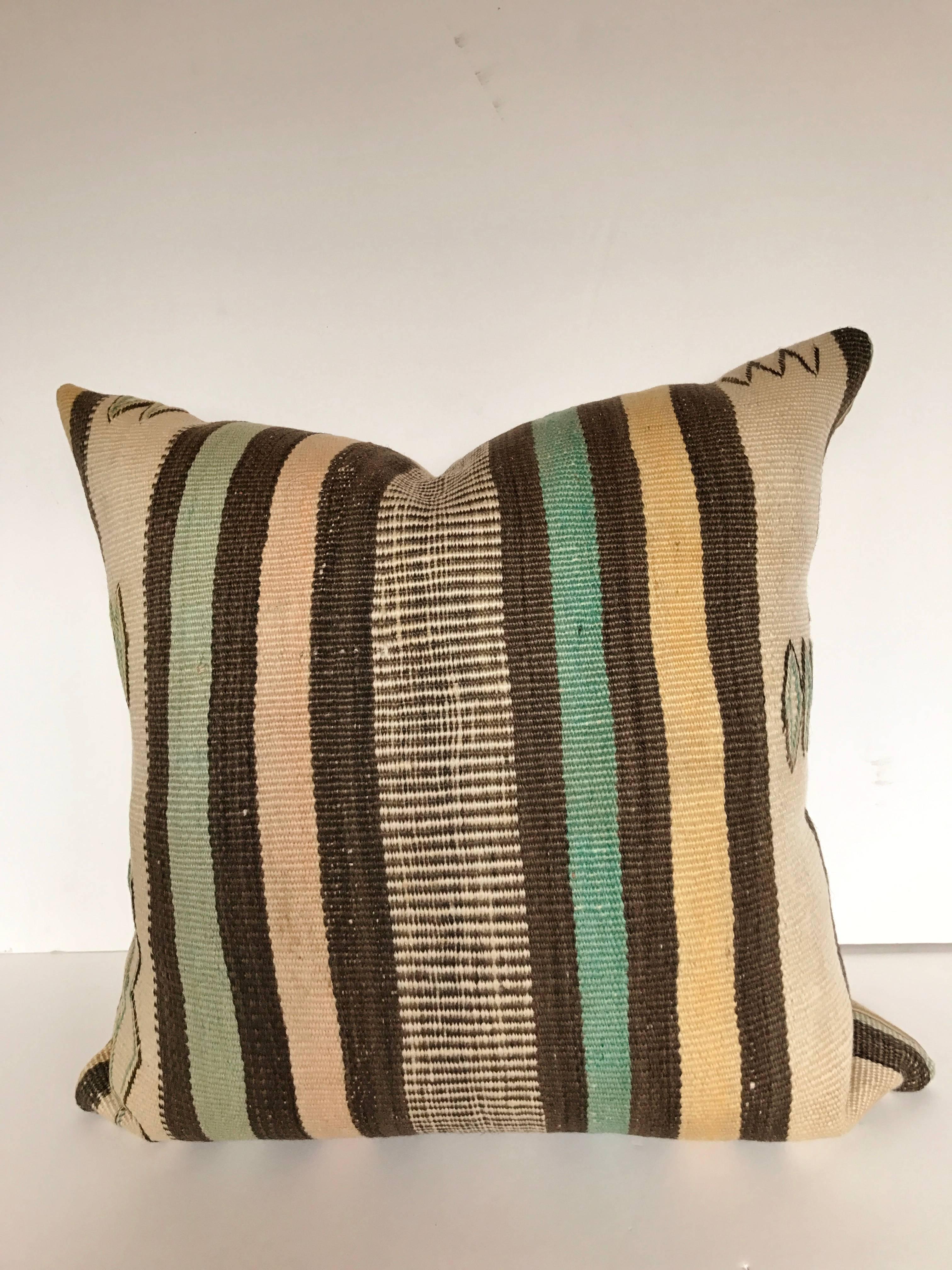 Custom Pillow Cut from a Vintage Hand-Loomed Wool Moroccan Rug, Atlas Mountains For Sale 1