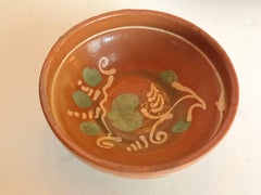 Transylvania Vintage Pottery, Hand-Painted Redware Bowls, Folk Art