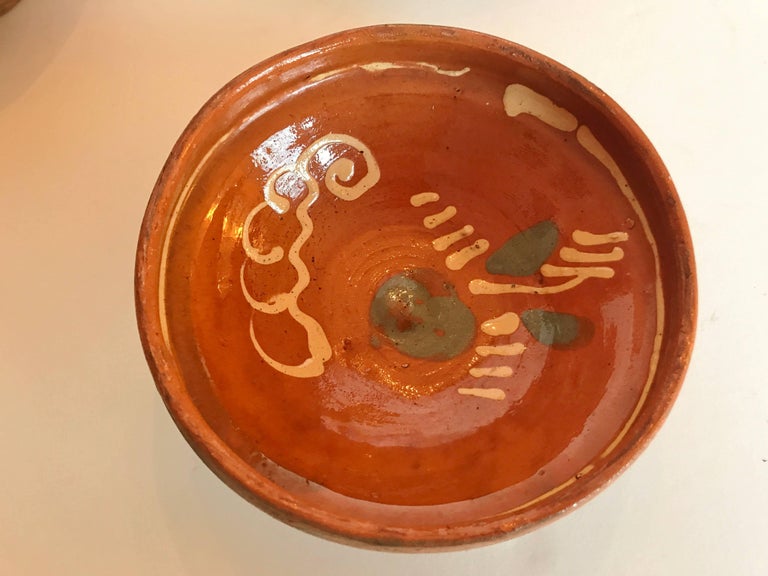 Transylvania Vintage Pottery, HandPainted Redware Bowls, Folk Art For