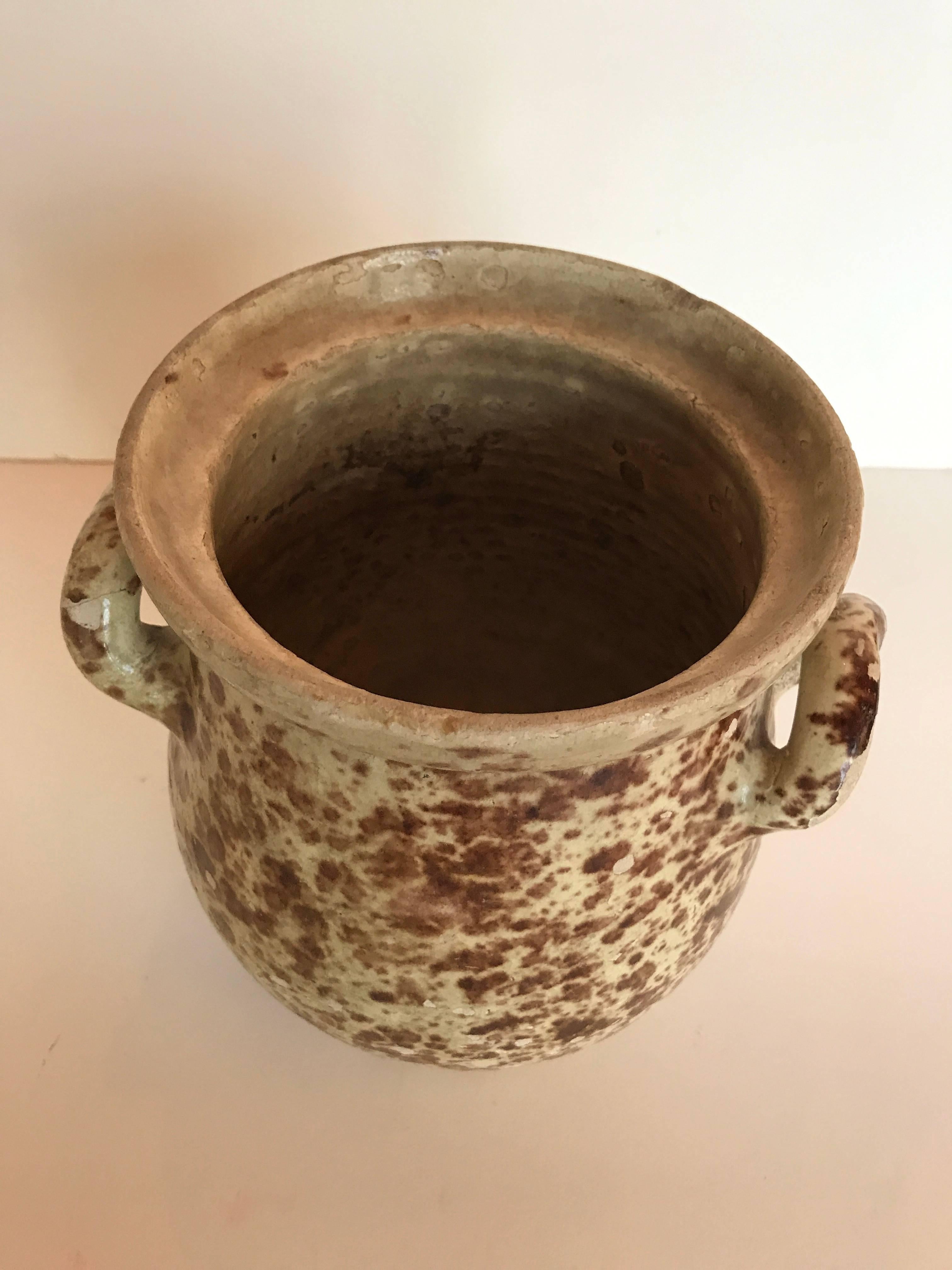 19th Century French Alsace Antique Pot with Handles,  Folk Art