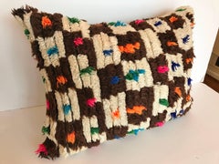 Custom Pillow Cut from a Hand Loomed Wool Moroccan Rug, Atlas Mountains