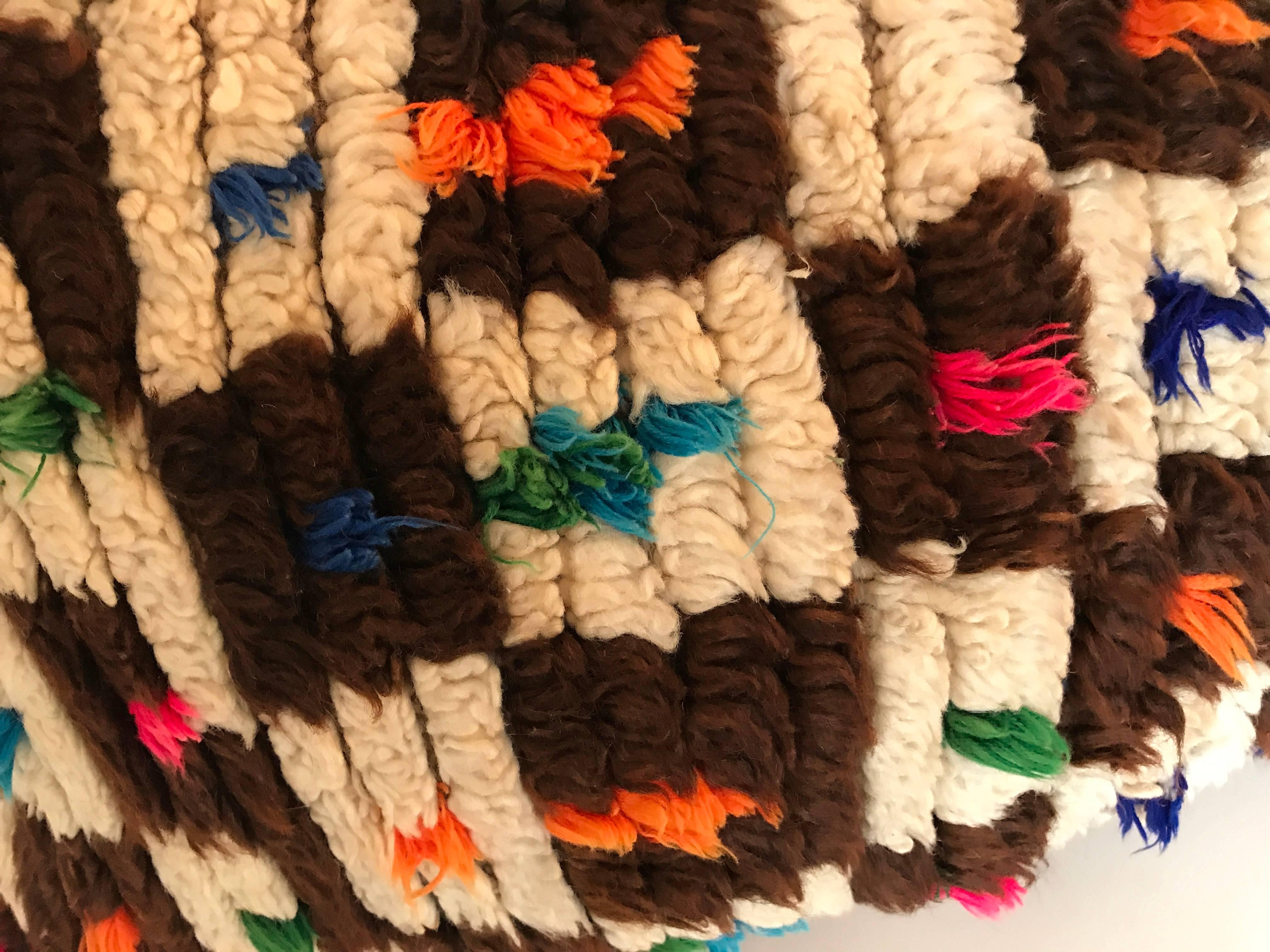 20th Century Custom Pillow Cut from a Hand Loomed Wool Moroccan Rug, Atlas Mountains For Sale