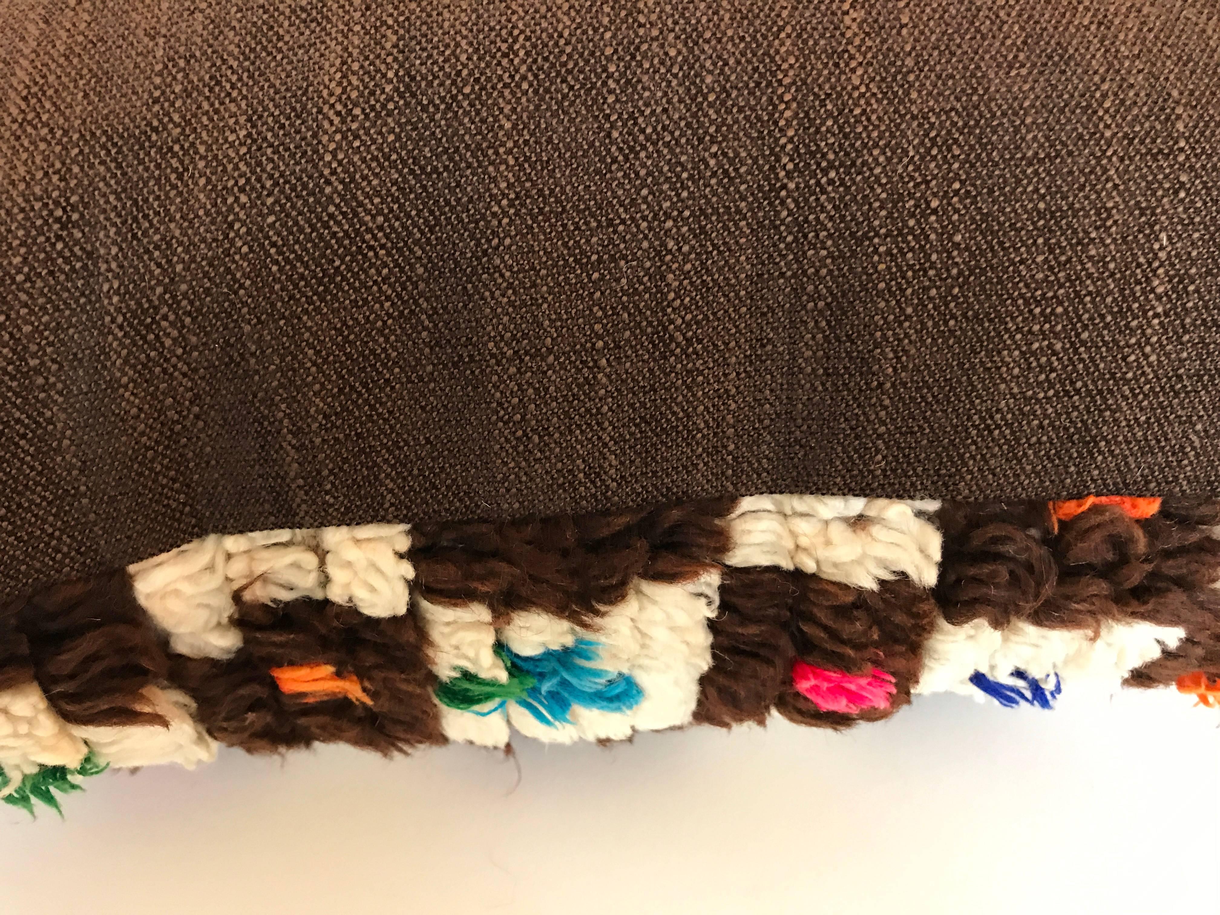 Custom Pillow Cut from a Hand Loomed Wool Moroccan Rug, Atlas Mountains For Sale 1