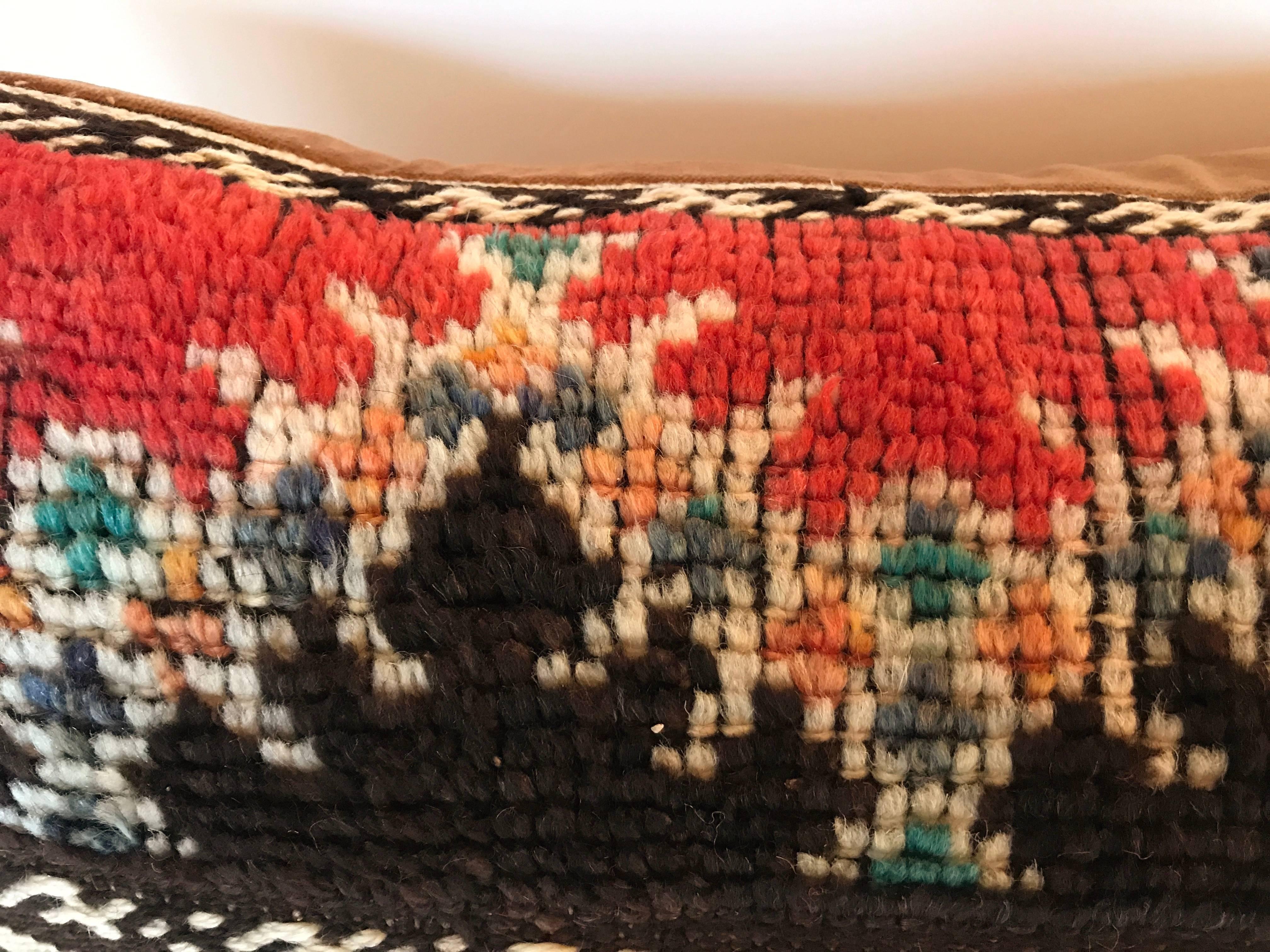 Custom Pillow cut from a Vintage Moroccan Hand Loomed Wool Berber Rug In Excellent Condition For Sale In Glen Ellyn, IL