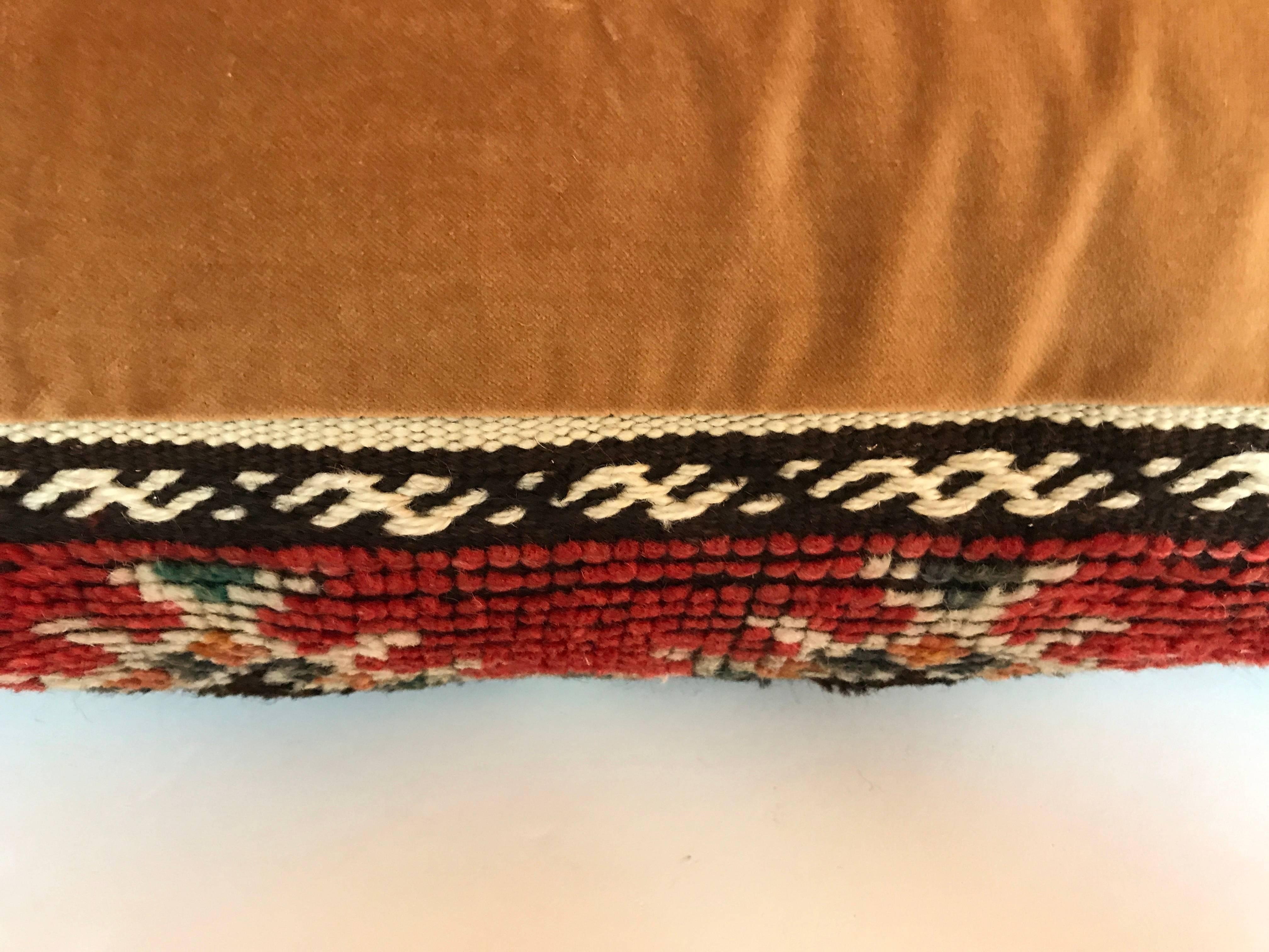 Custom Pillow cut from a Vintage Moroccan Hand Loomed Wool Berber Rug For Sale 3