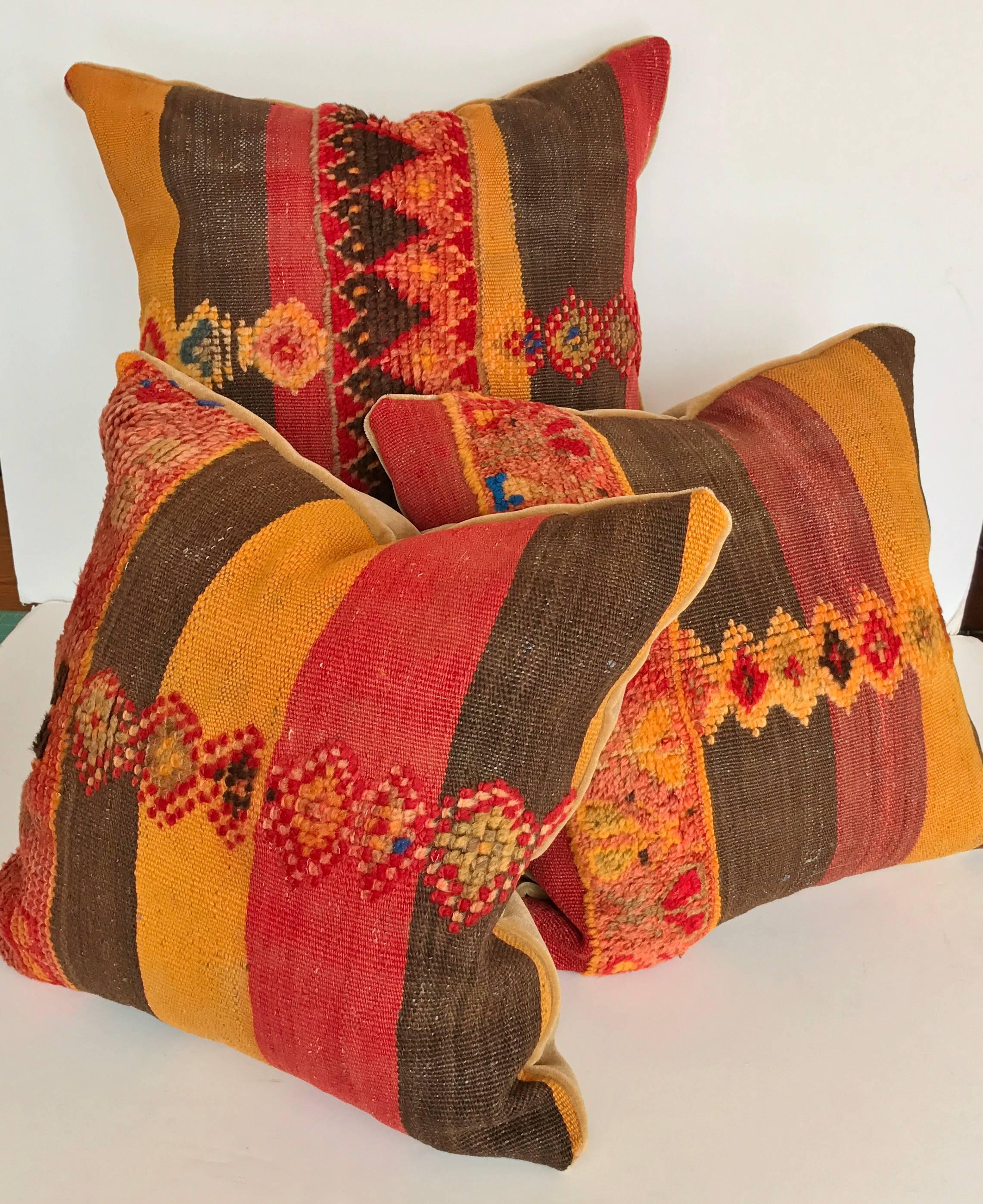 Custom Moroccan Pillow Cut from a Hand Loomed Wool Vintage Berber Rug 2