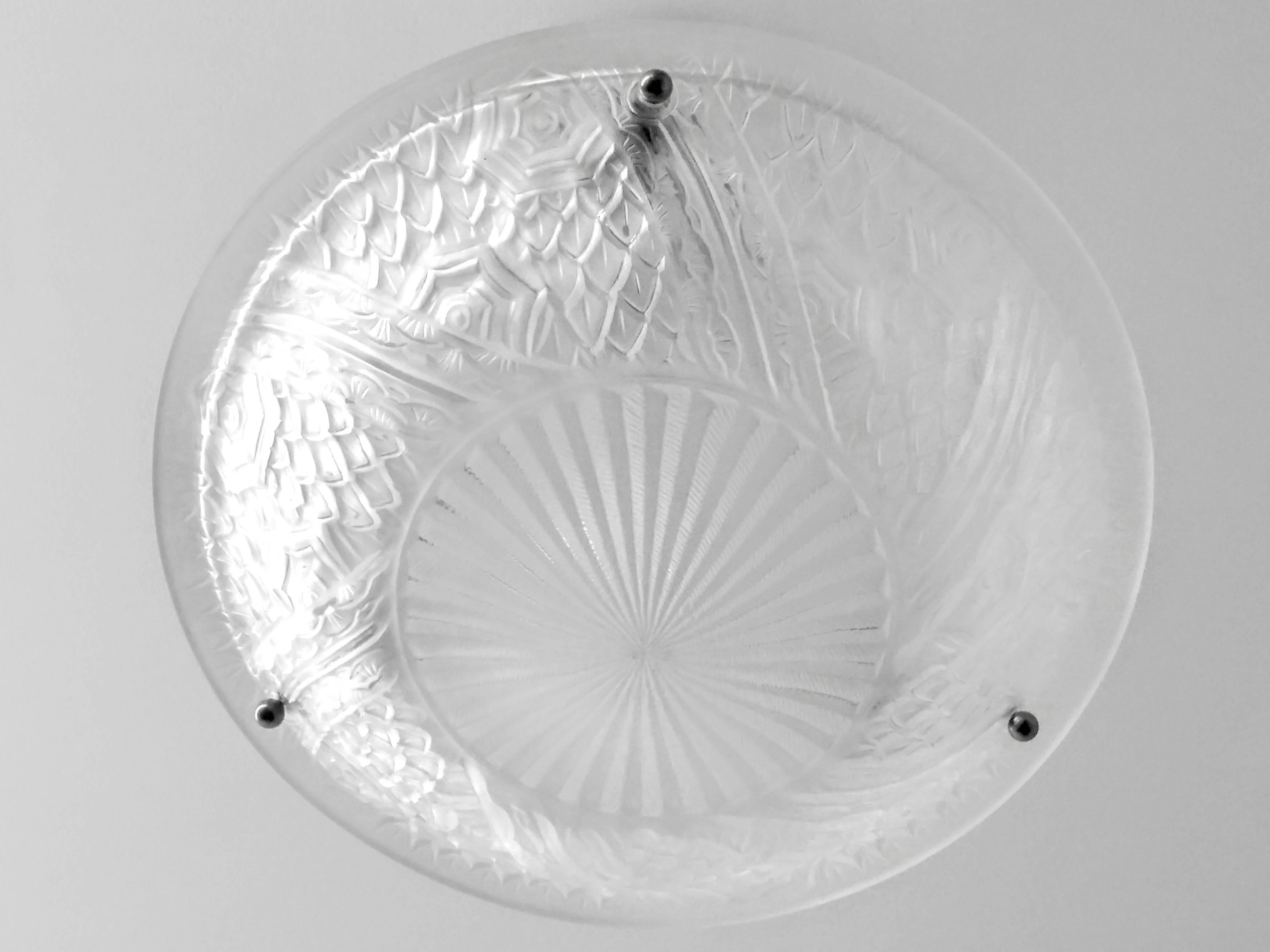 Stampato Lampadario a sospensione in stile Art Déco francese di Schneider in vendita