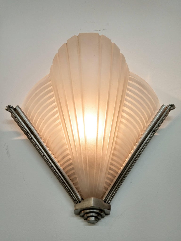 Pair of French Art Deco Wall Sconces by Petitot For Sale at 1stdibs