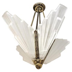 French Art Deco Skyscraper Chandelier by Sabino