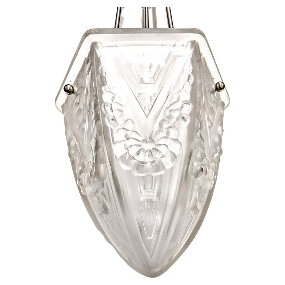 Pressed French Art Deco Pendant Chandelier