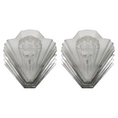 Antique Pair of French Art Deco Wall Sconces Signed by Petitot (2 pairs available)