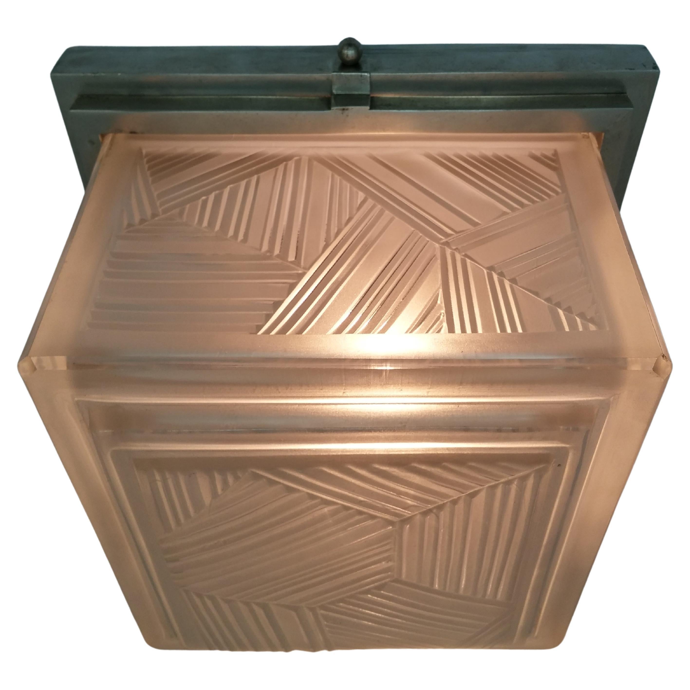 A stunning French Art Deco Square shaped Flush Mount was created in the 1930s by 