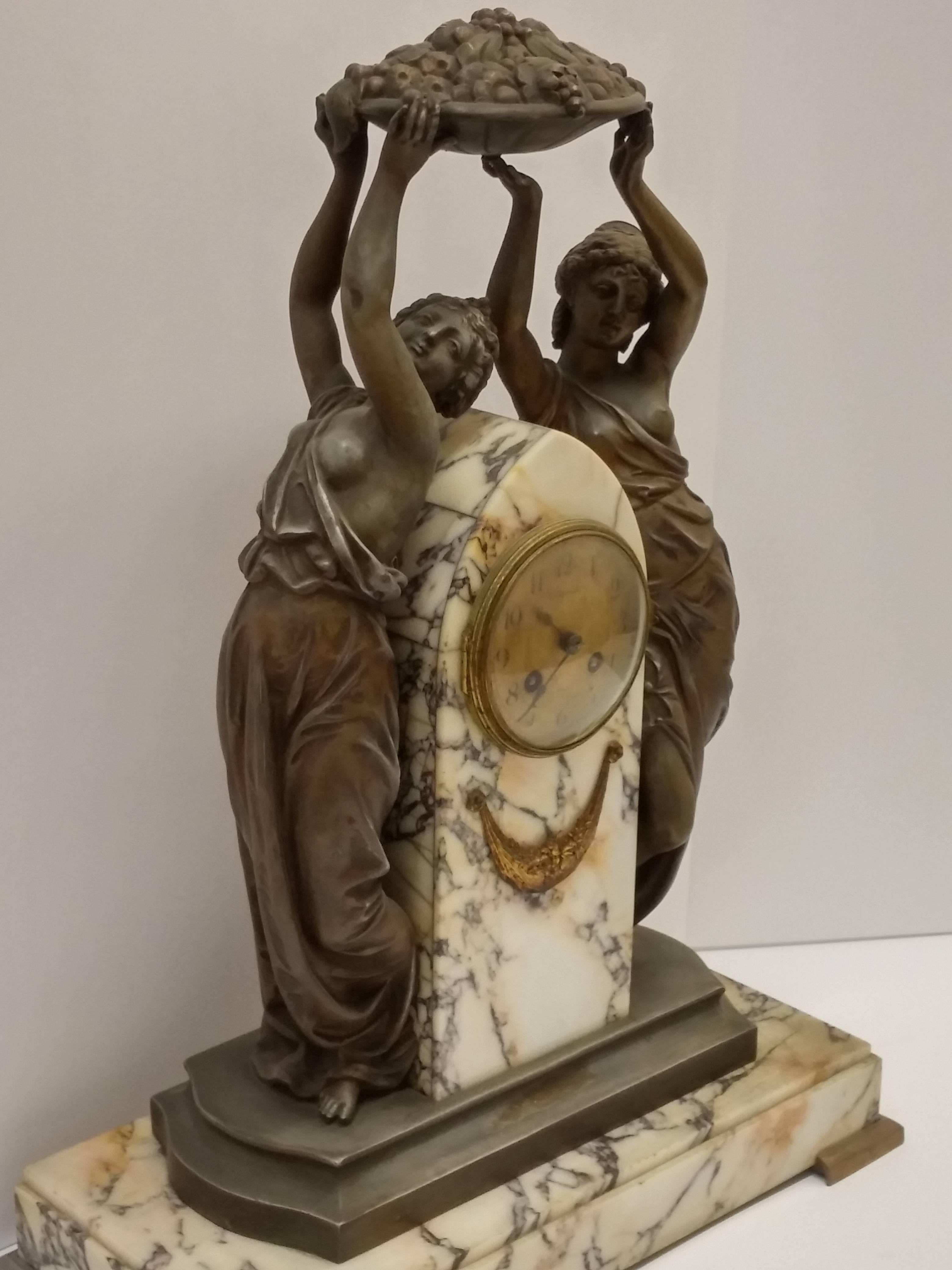 20th Century French Art Nouveau Sculpture Clock For Sale