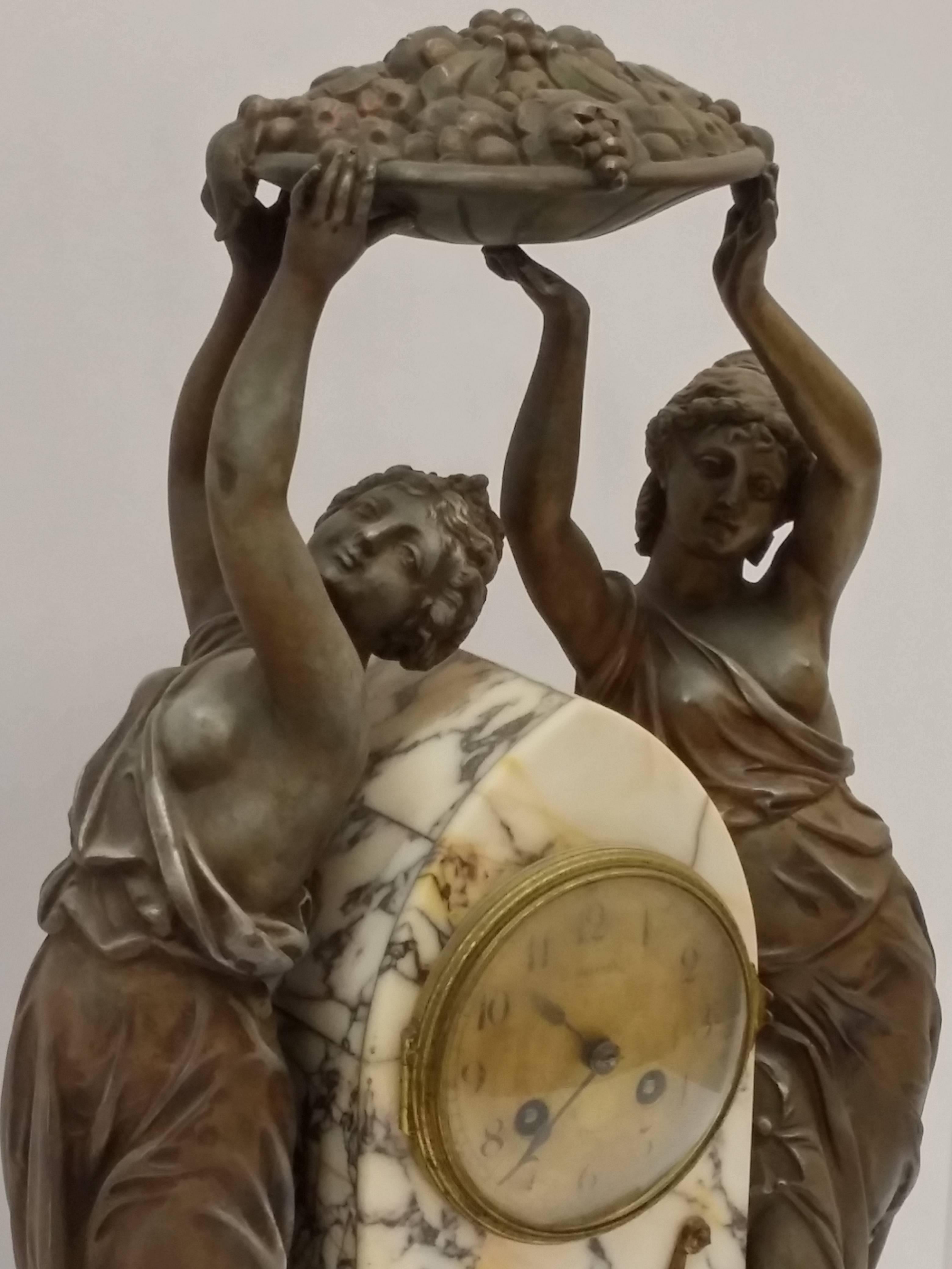 French Art Nouveau Sculpture Clock For Sale 2