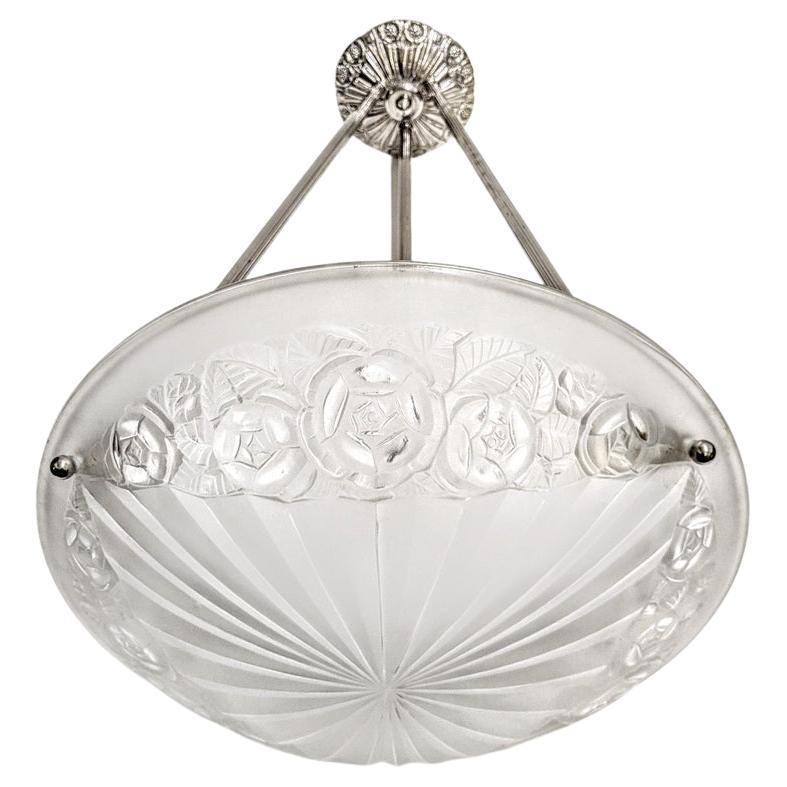 Lampadario a sospensione Art Deco francese di Degue