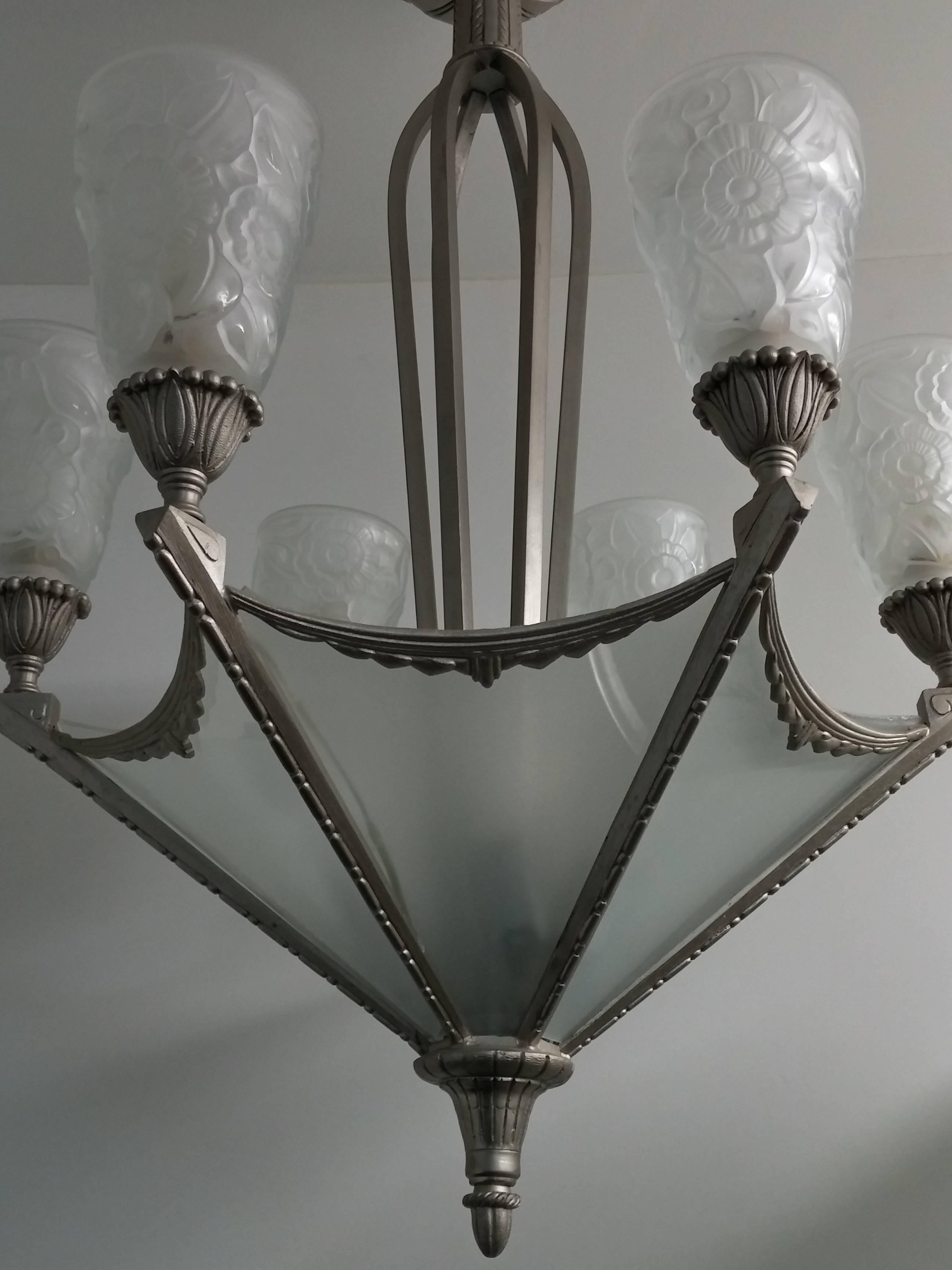 French Art Deco Chandelier by Muller  In Good Condition In Long Island City, NY