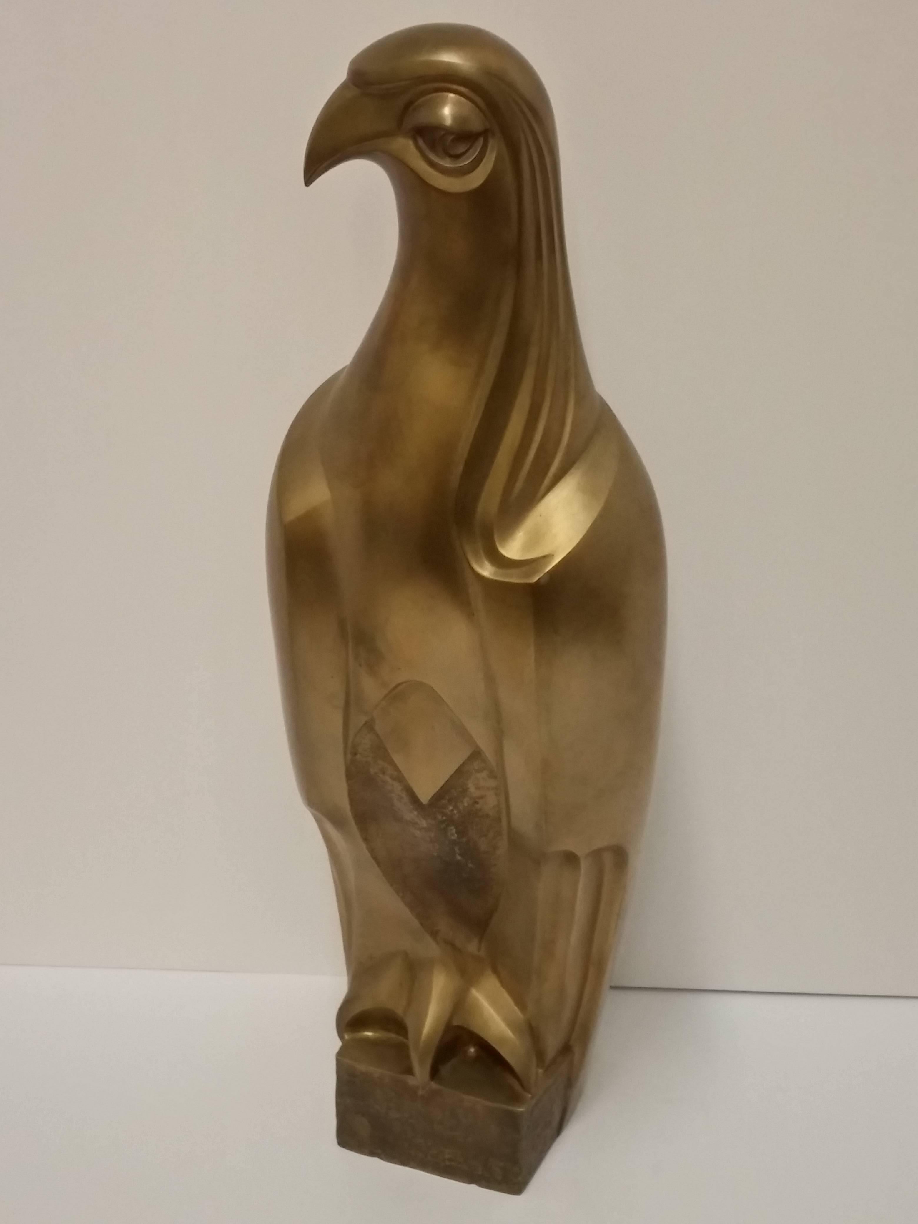 French Art Deco Bronze Falcon Sculpture In Good Condition In Long Island City, NY