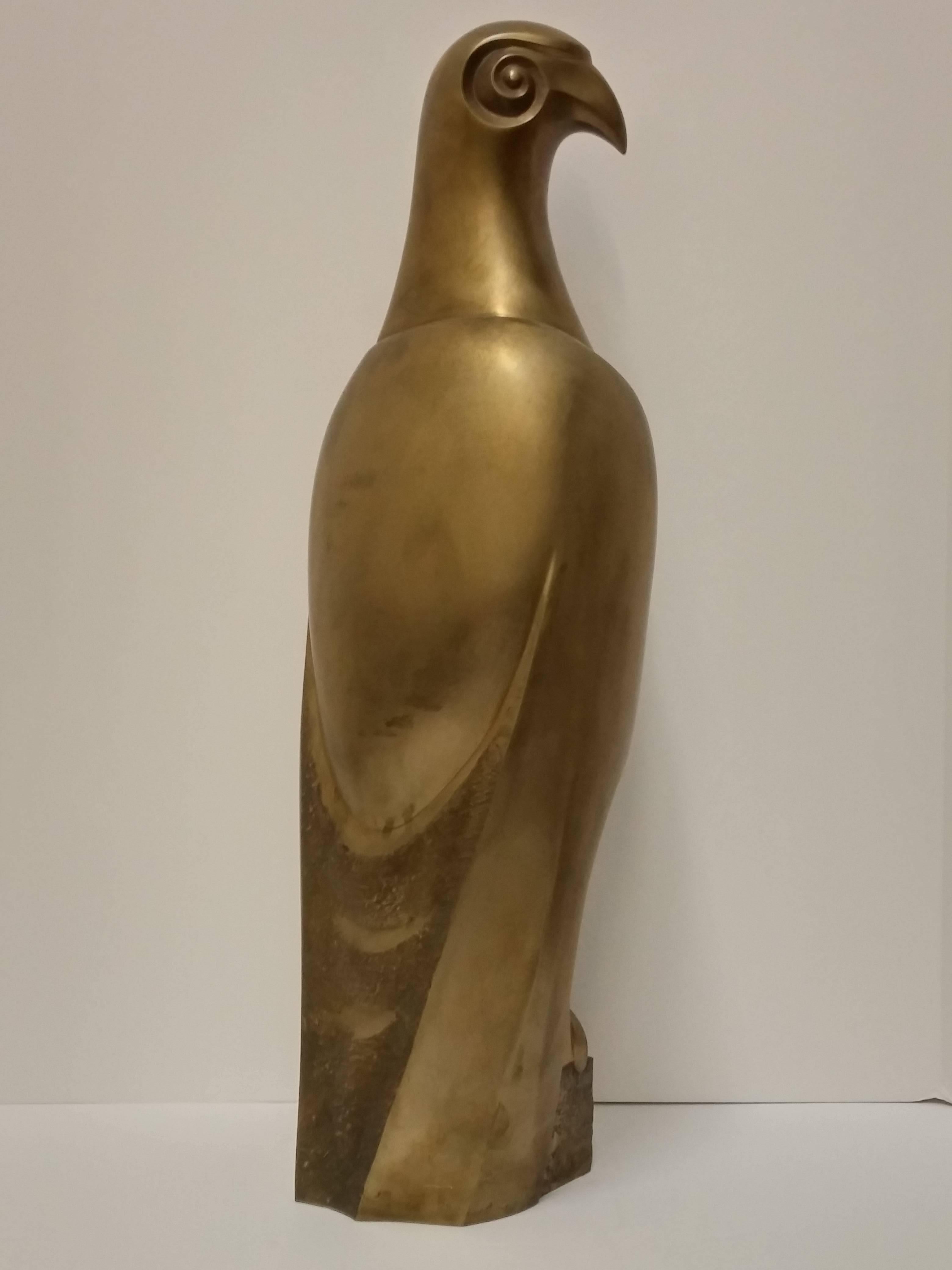 Modern French Art Deco Bronze Falcon Sculpture