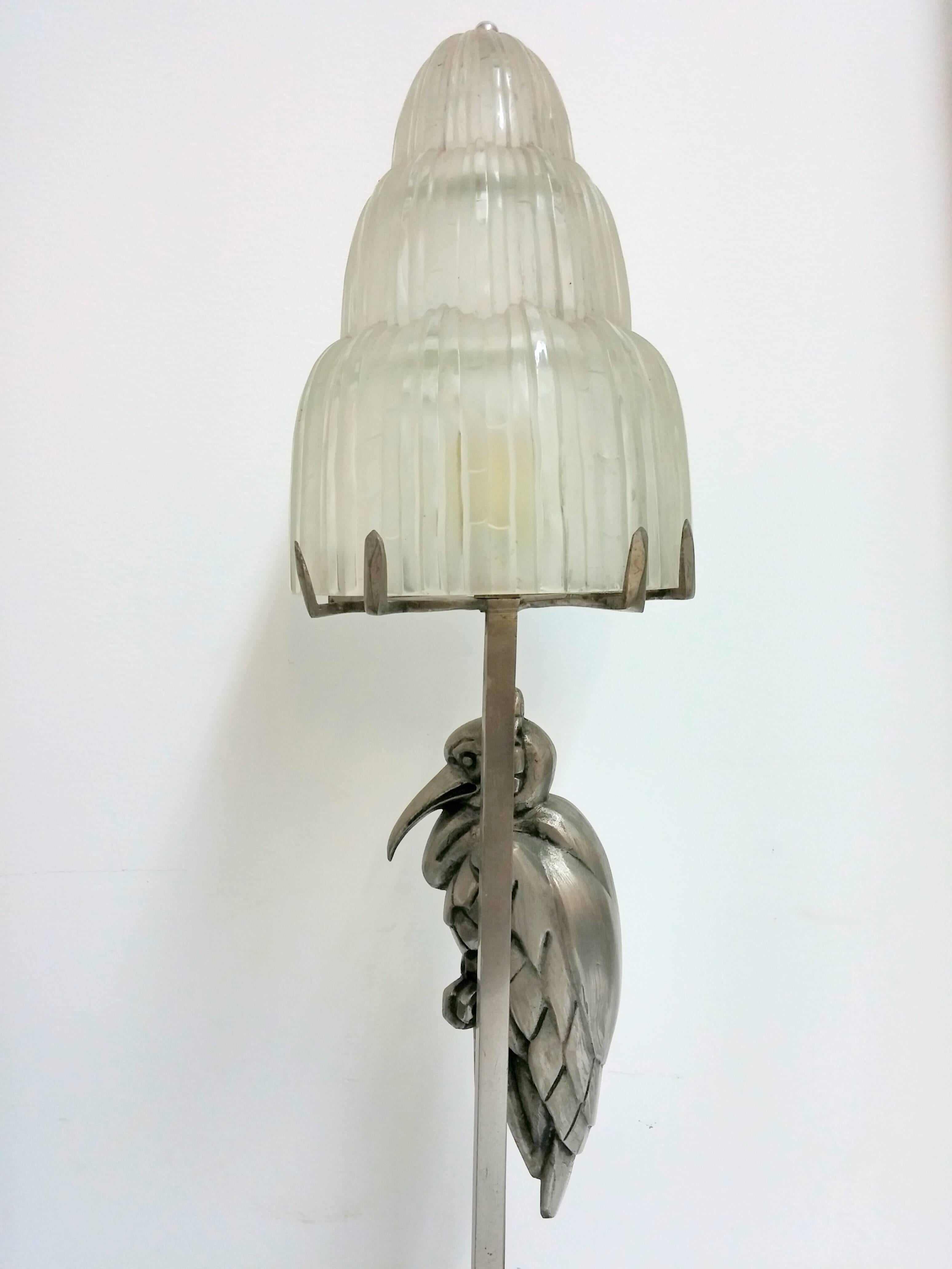 Cast French Art Deco Waterfall Table Lamp by Sabino
