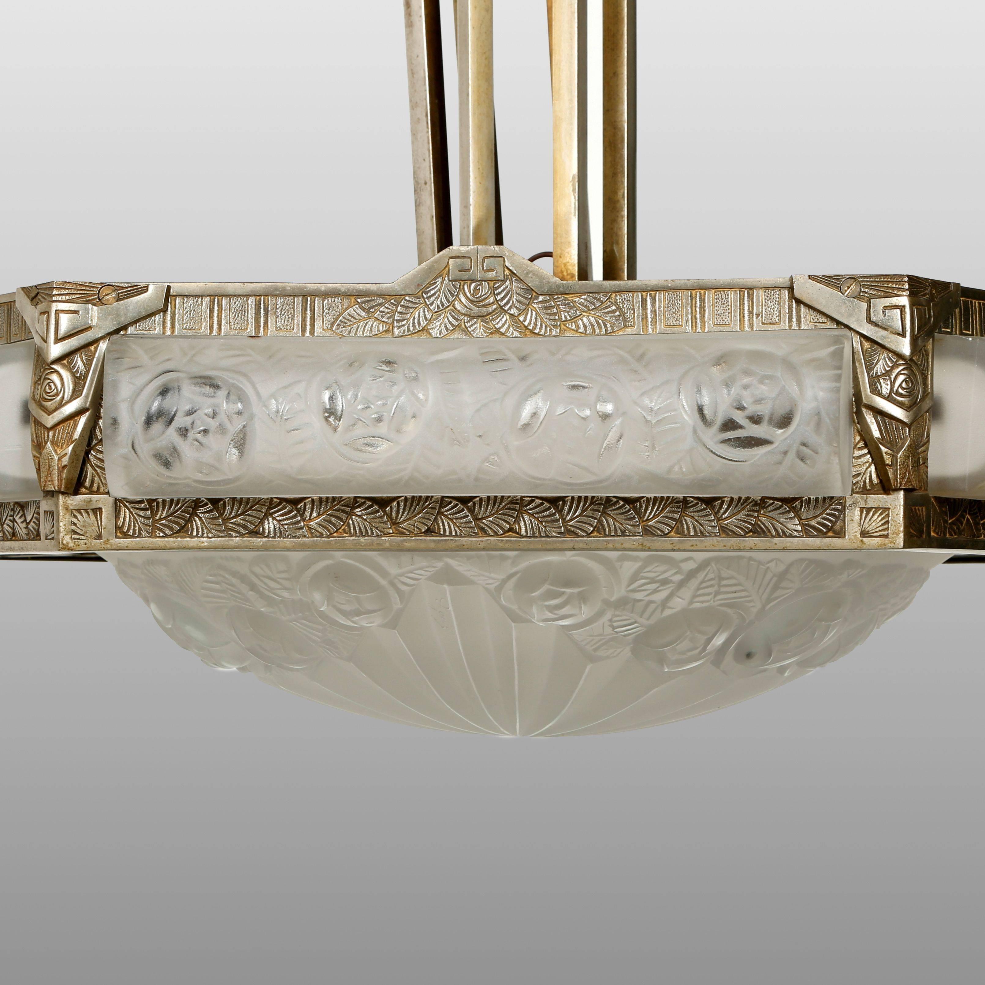 A spectacular and rare French Art Deco chandelier was created by the French artist 