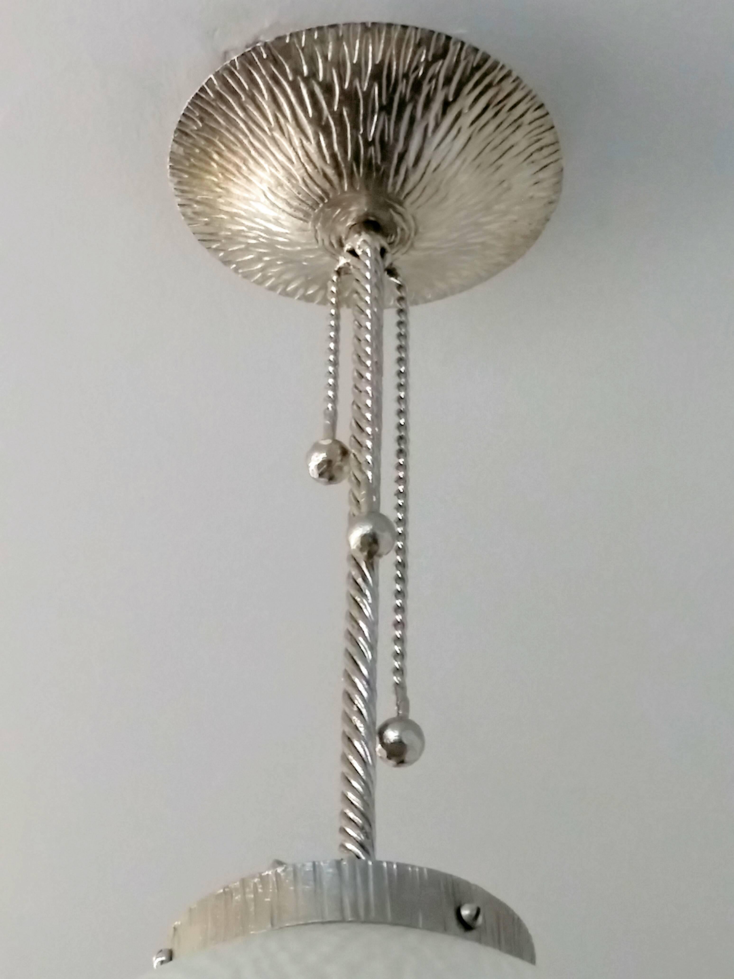 Plated French Art Deco Ball Pendant Chandelier For Sale