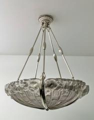 French Art Deco Pendant Chandelier by Genet et Michon