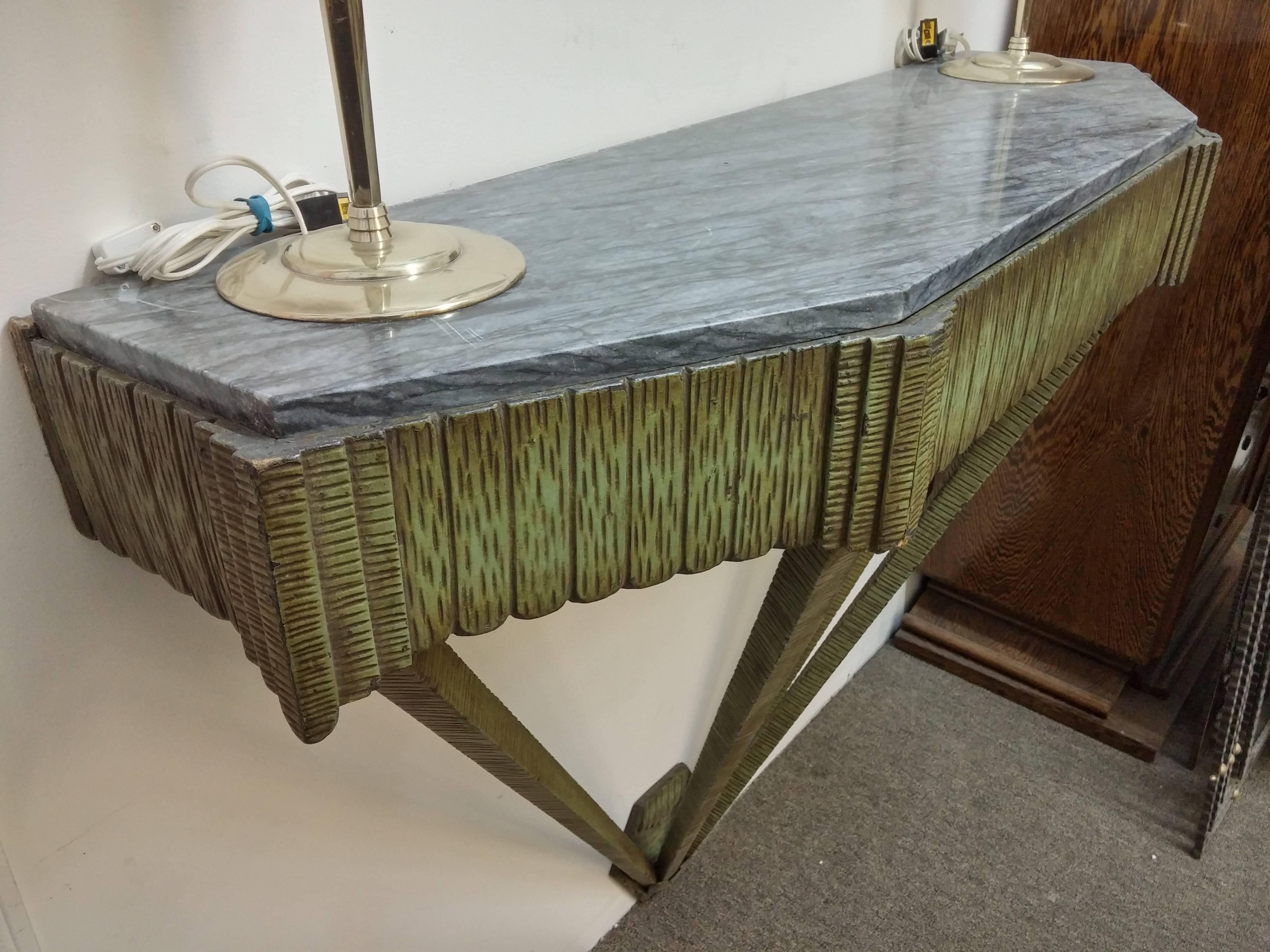 Hand-Carved French Art Deco Console For Sale