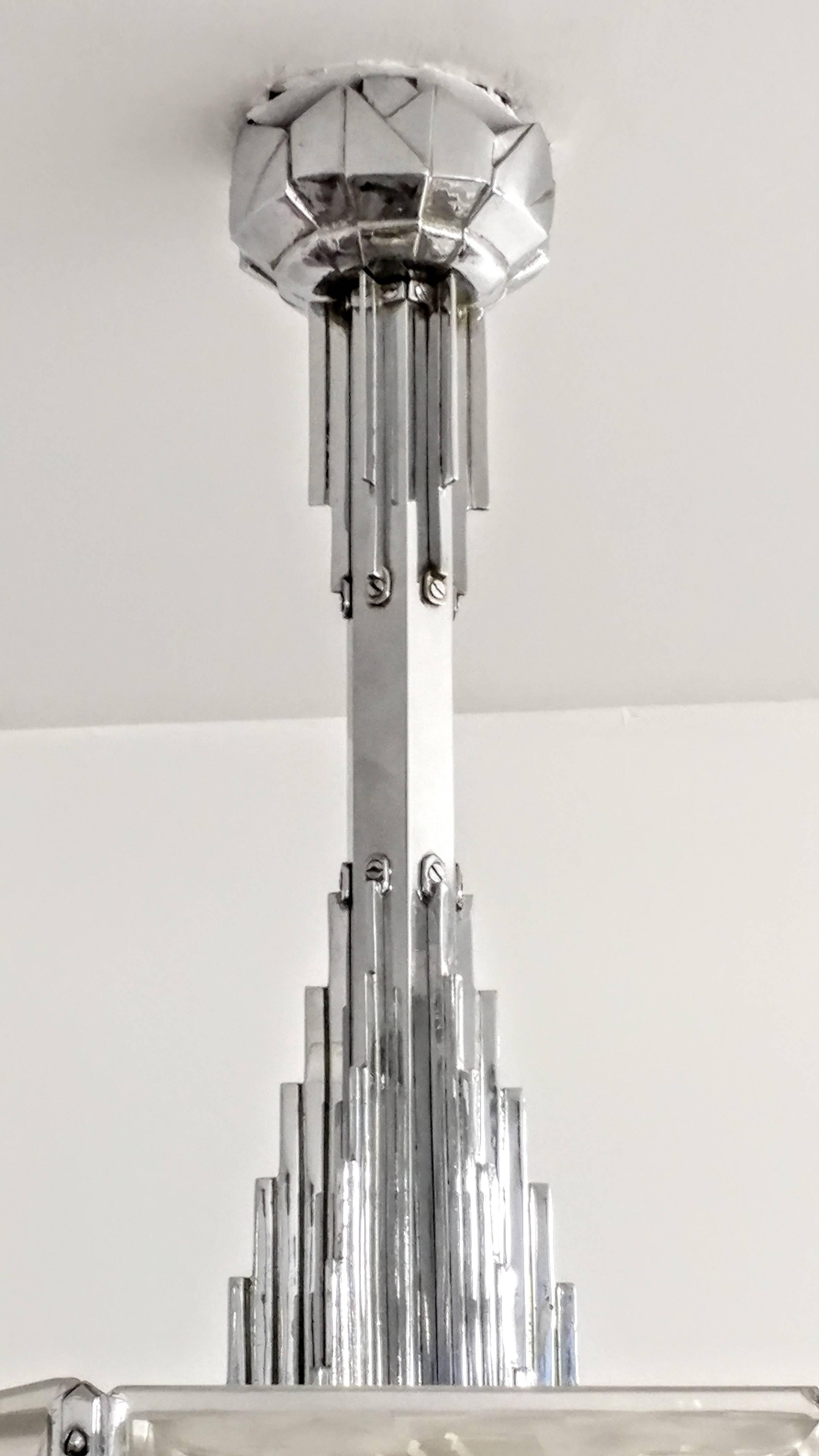 French Art Deco Pendant Chandelier by Hanots For Sale 2