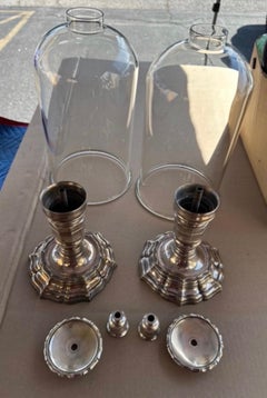 Pair of Silvered Bronze Photophores, 20th Century