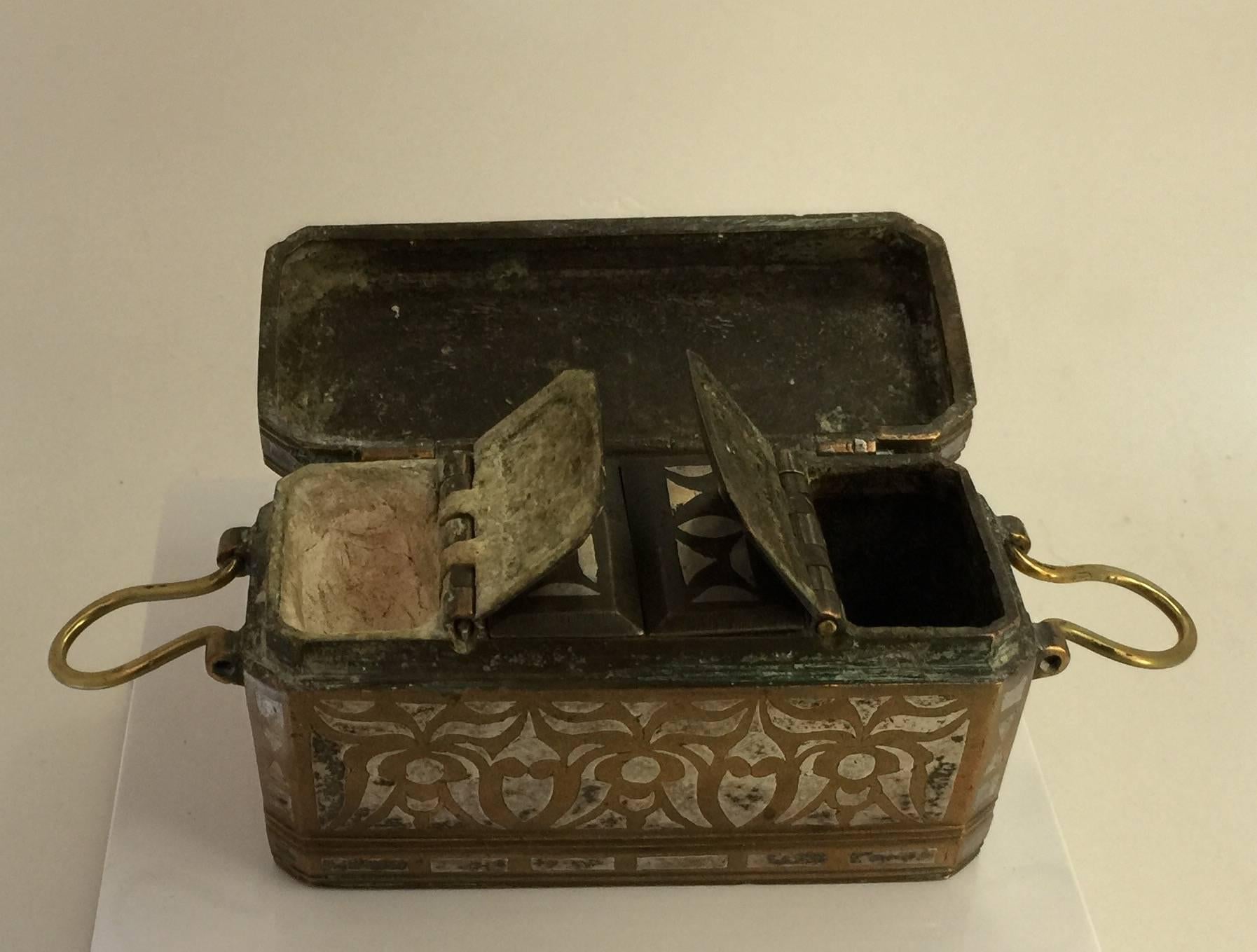 Philippine Silver and Bronze Inlaid Betel Nut Box