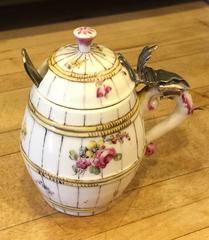 Mennecy Mustard Pot with Later Silver Plated Spoon, French, circa 1740