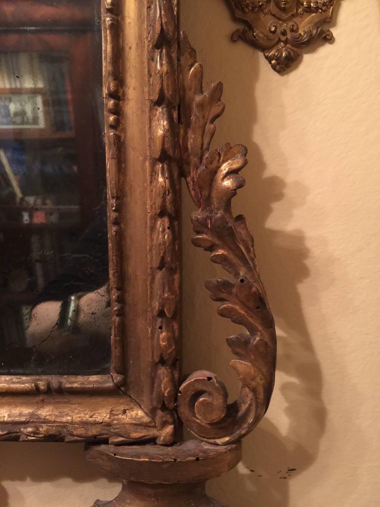 Italian Neoclassical Giltwood Mirror, 18th Century In Fair Condition For Sale In Spencertown, NY