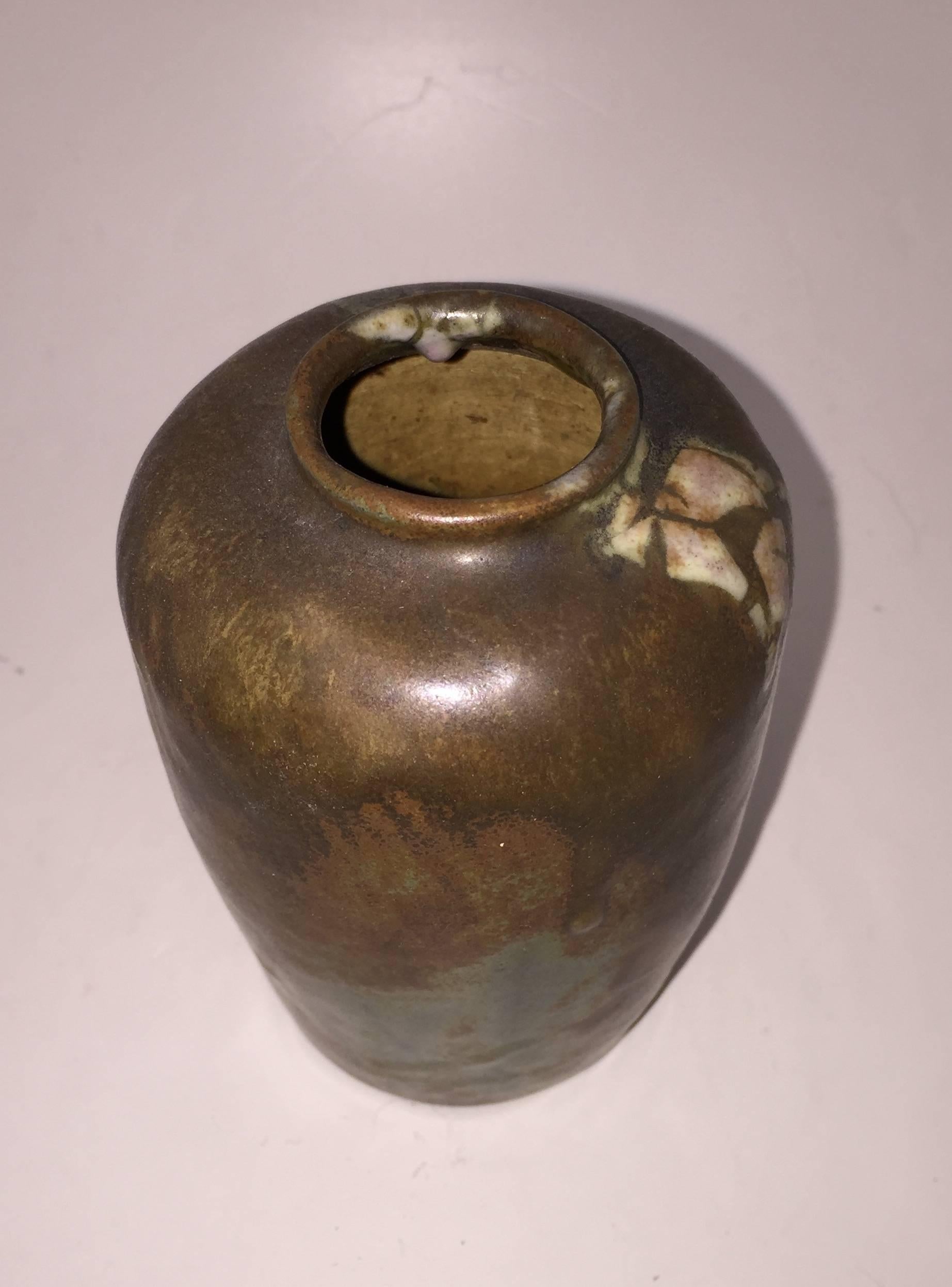 Art Nouveau Georges Hoentschel Brown Stoneware Vase, circa 1900 For Sale