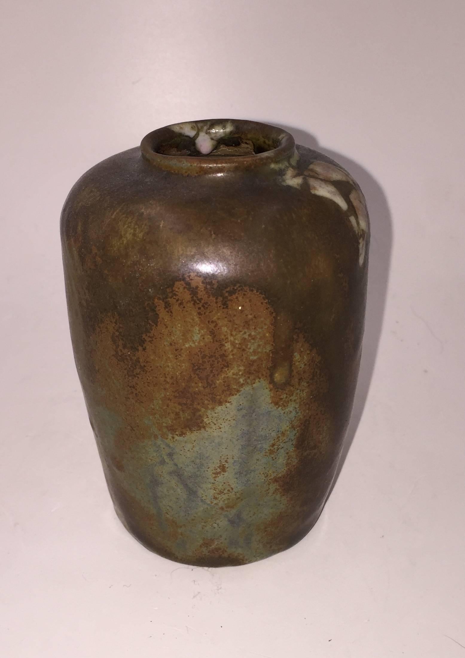 French Georges Hoentschel Brown Stoneware Vase, circa 1900 For Sale