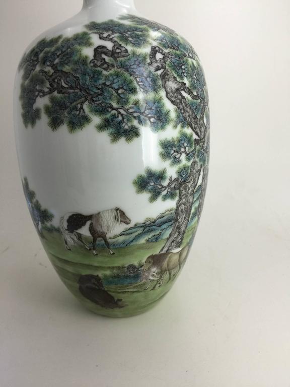 Pair of Chinese Republic Period Porcelain Painted Vases, Early 20th