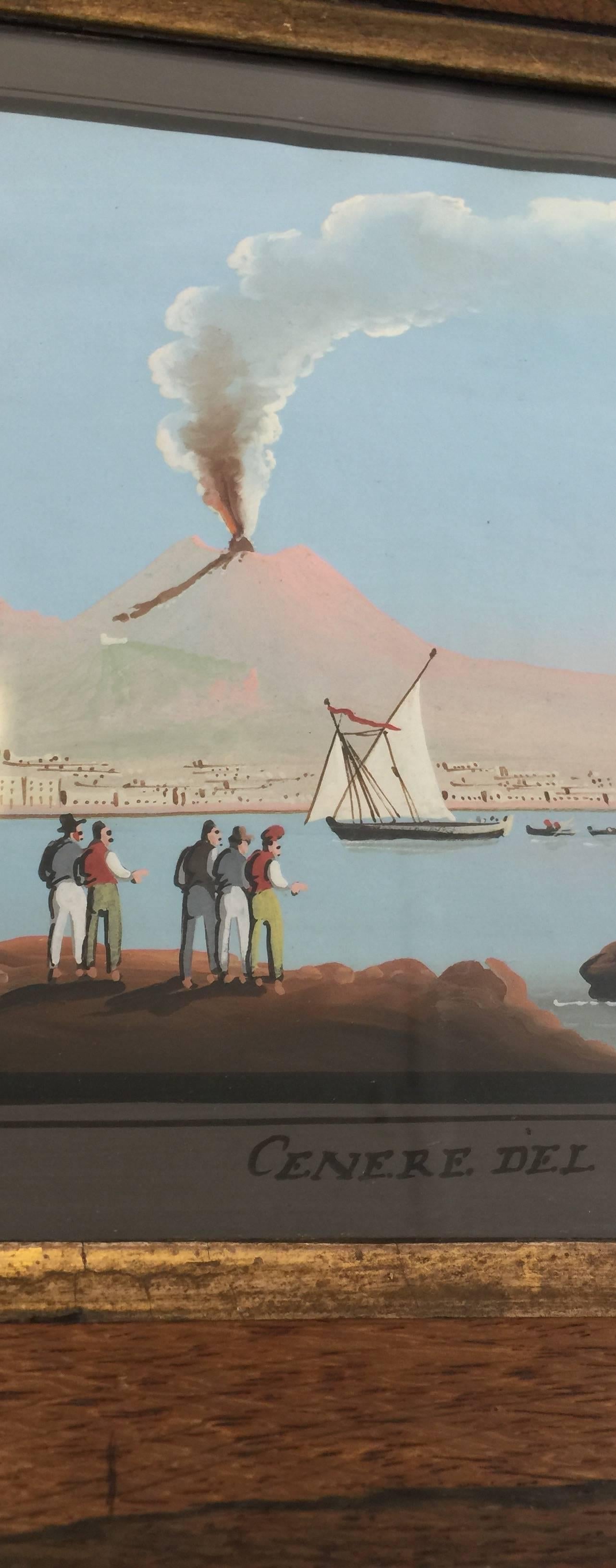 Grand Tour Pair of Volcanic Eruptions of Vesuvius, Italian, 19th Century