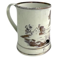 Ein Becher aus Sunderland-Creamware mit rosa Lüsterverzierung, frühes 19. Jahrhundert