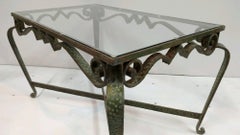 1950s Mid-Century Modern Hammered Wrought Iron Coffee Table