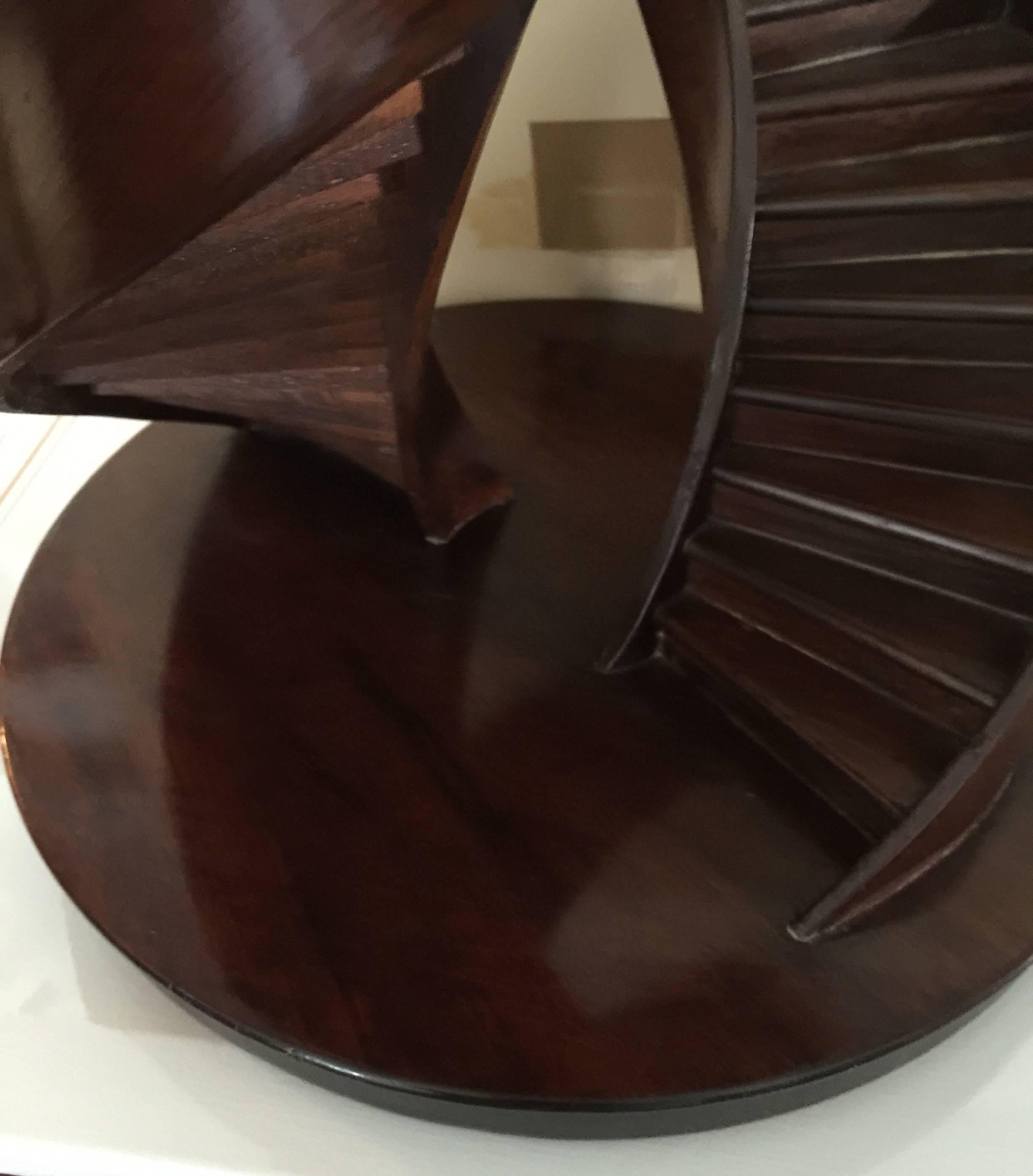 French Double Helix Mahogany Staircase Model, 20th Century In Good Condition In Spencertown, NY