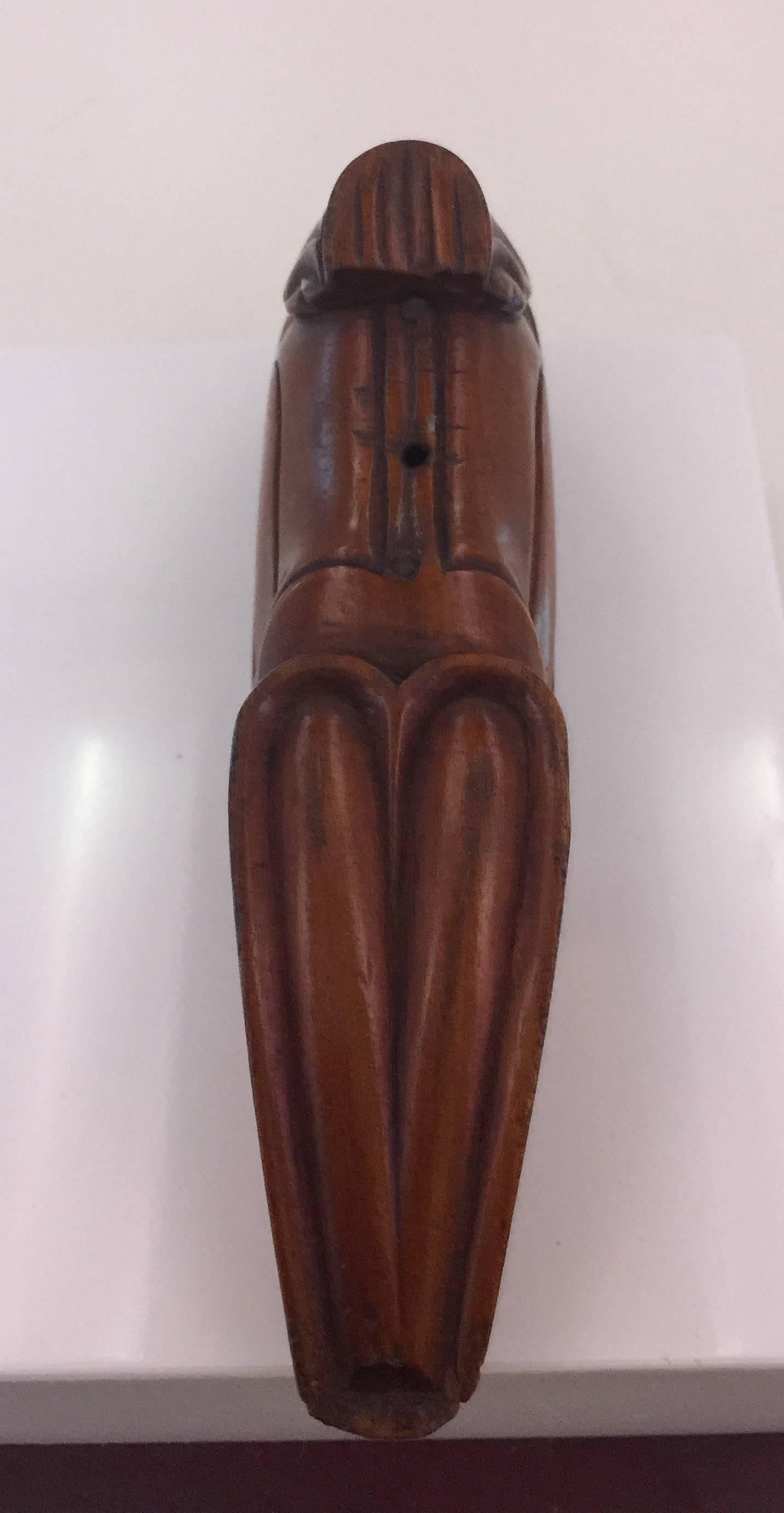 Irish Carved Shoe Form Treen Snuff Box with Carved Shamrock, 19th Century For Sale